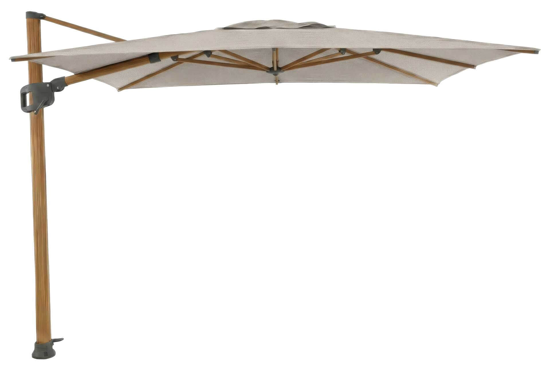 Solara Luxe Freiarmschirm 300x300cm, teaklook/canvas