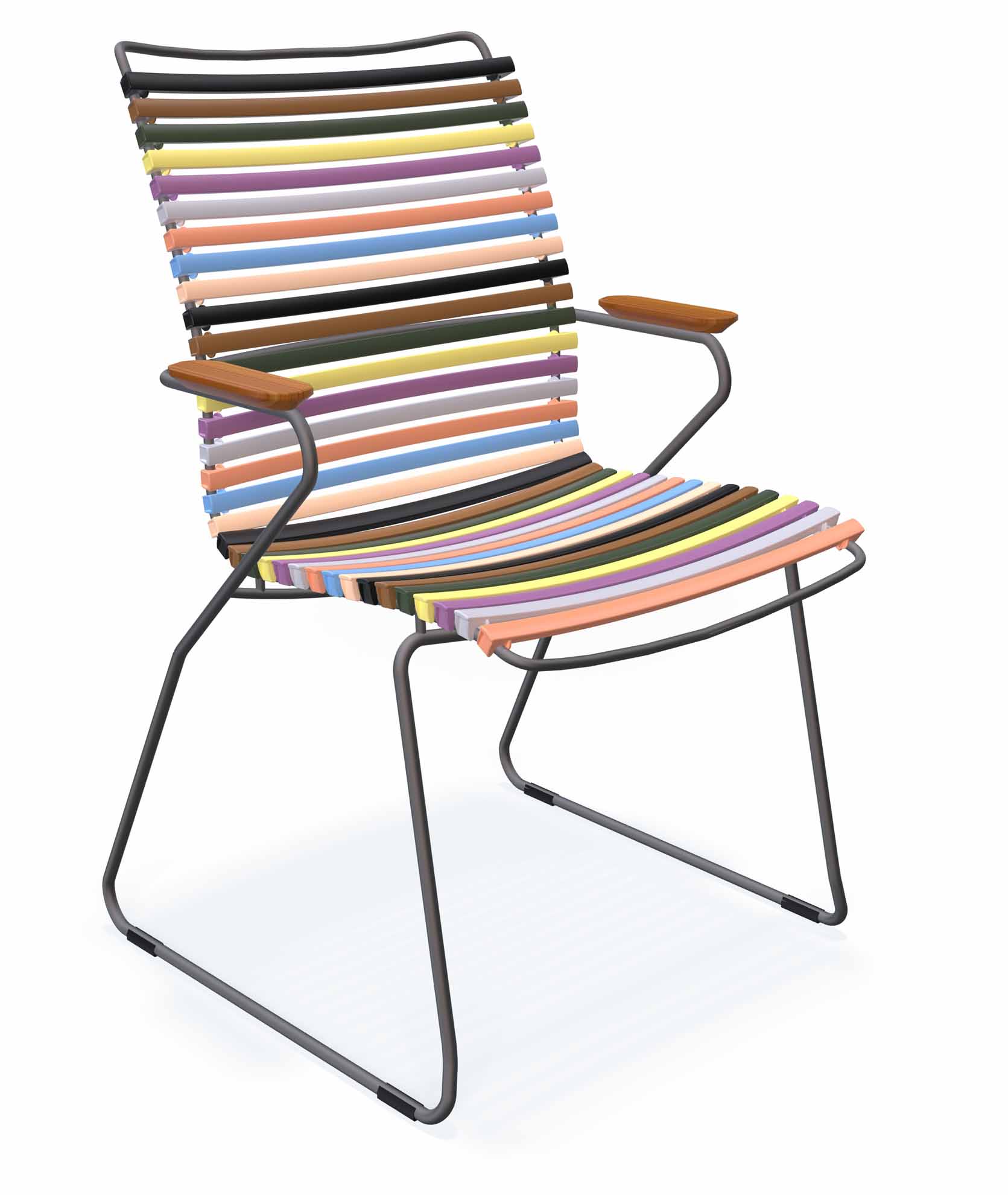 Click Stapelsessel hoch grau/multi 1, Armlehnen Bambus