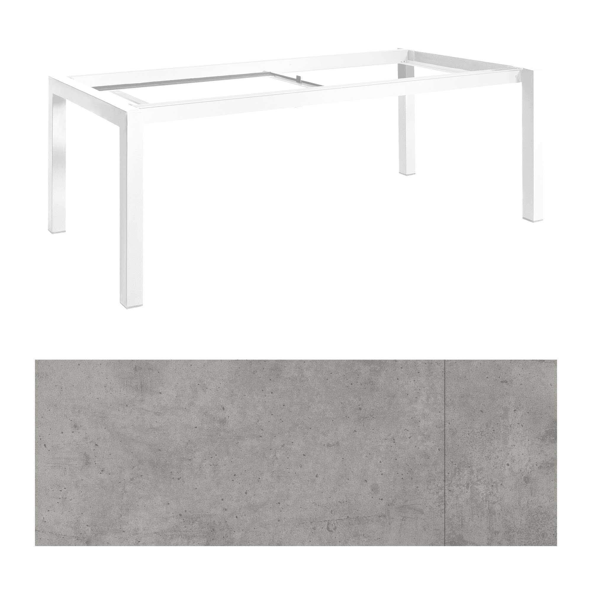 Forli Ausziehtisch 220/280x100cm, weiß/HPL zementgrau