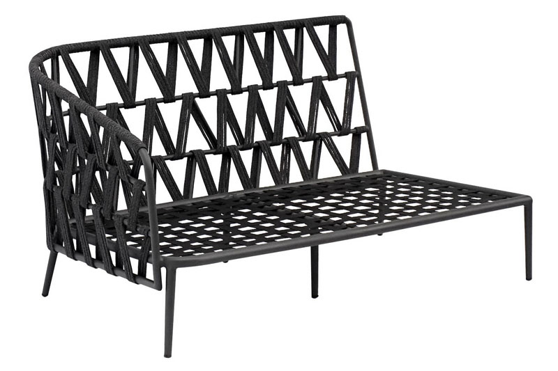 Palm Lounge Seitenteil rechts, eisengrau/schwarz, cross weaving