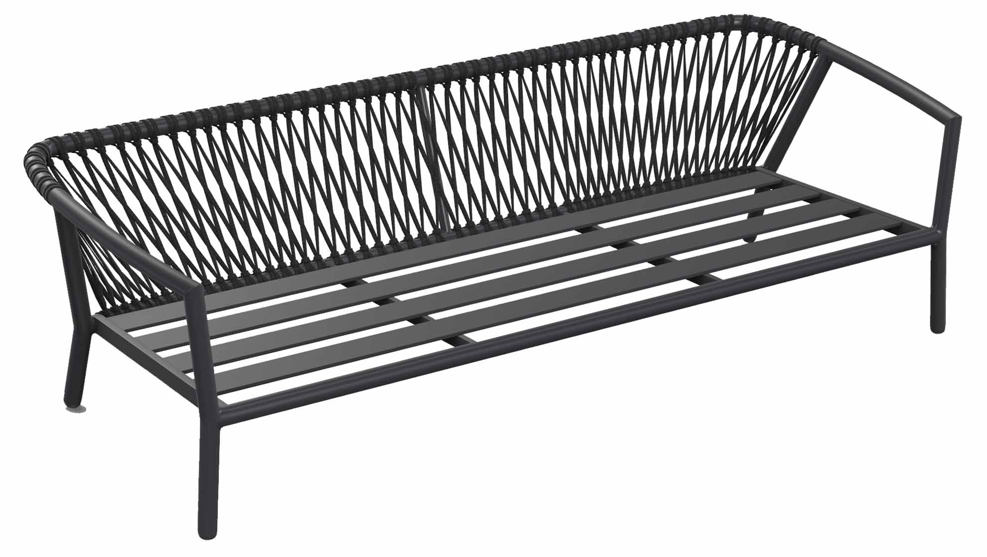 Kapra 2,5-Sitzer Lounge Sofa, eisengrau/schwarz, open cross weaving