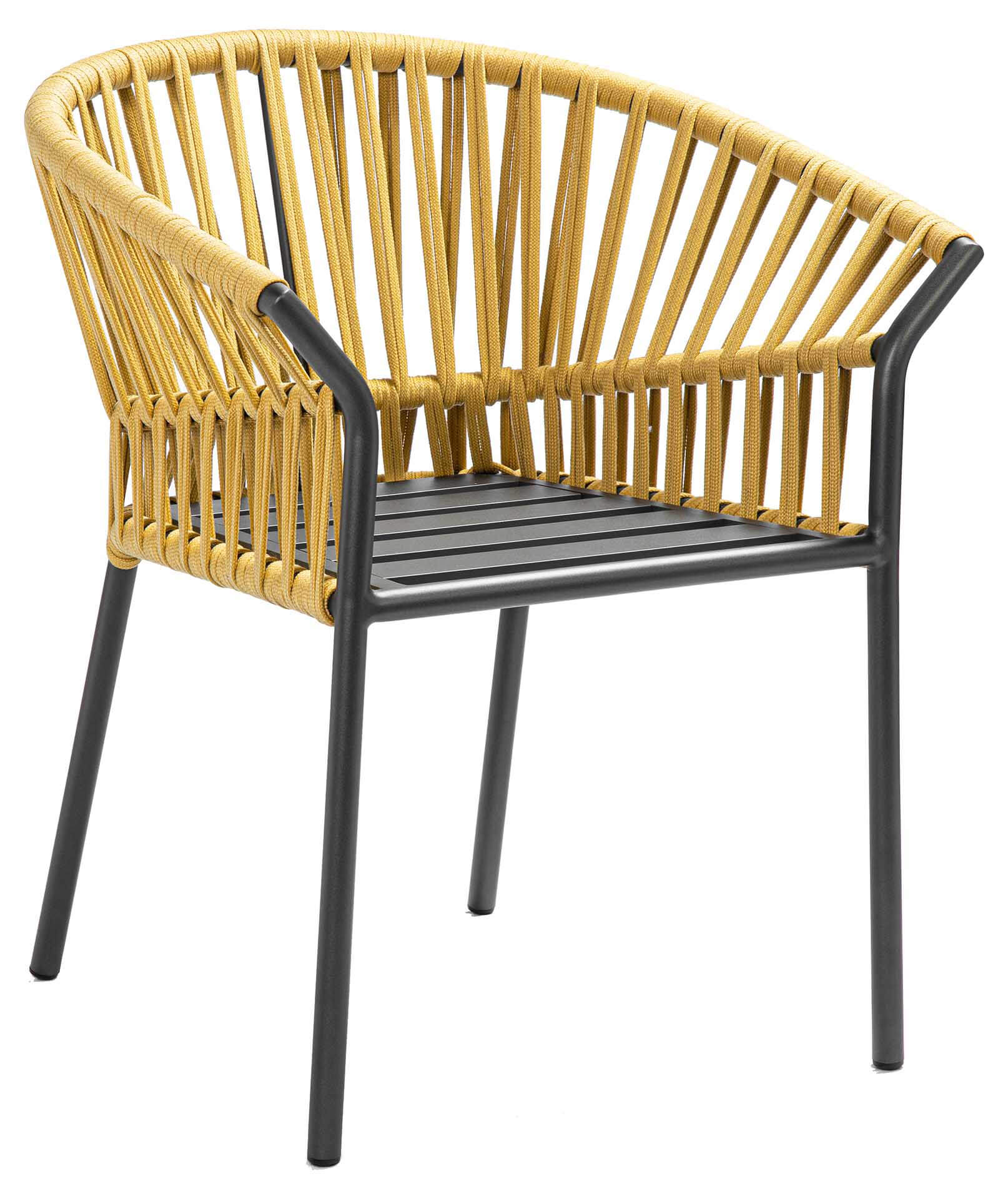 Tofino Stapelsessel, Aluminium eisengrau/Rope mustard