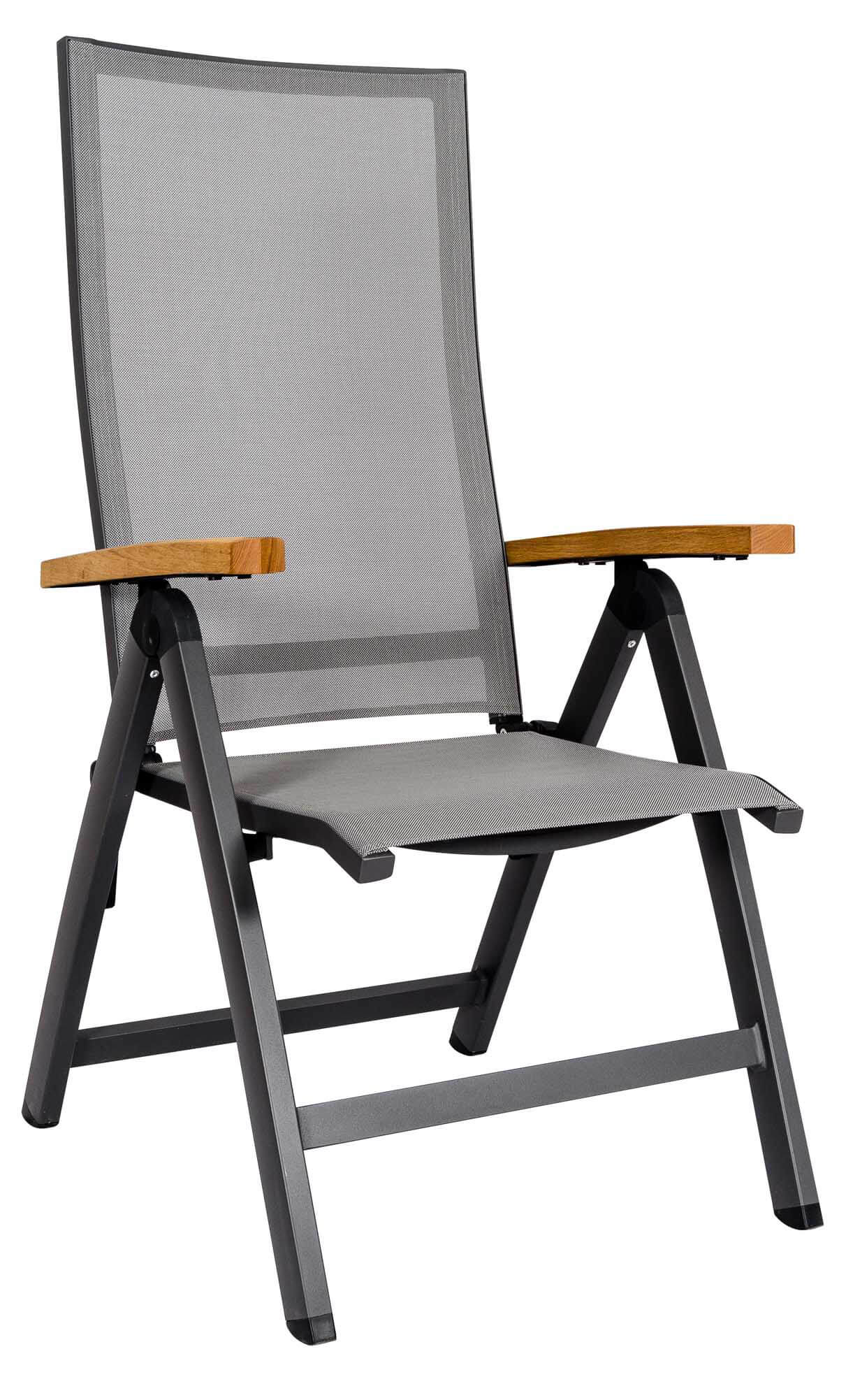 Rhodos Verstellsessel eisengrau/silbergrau, Armlehnen Teak