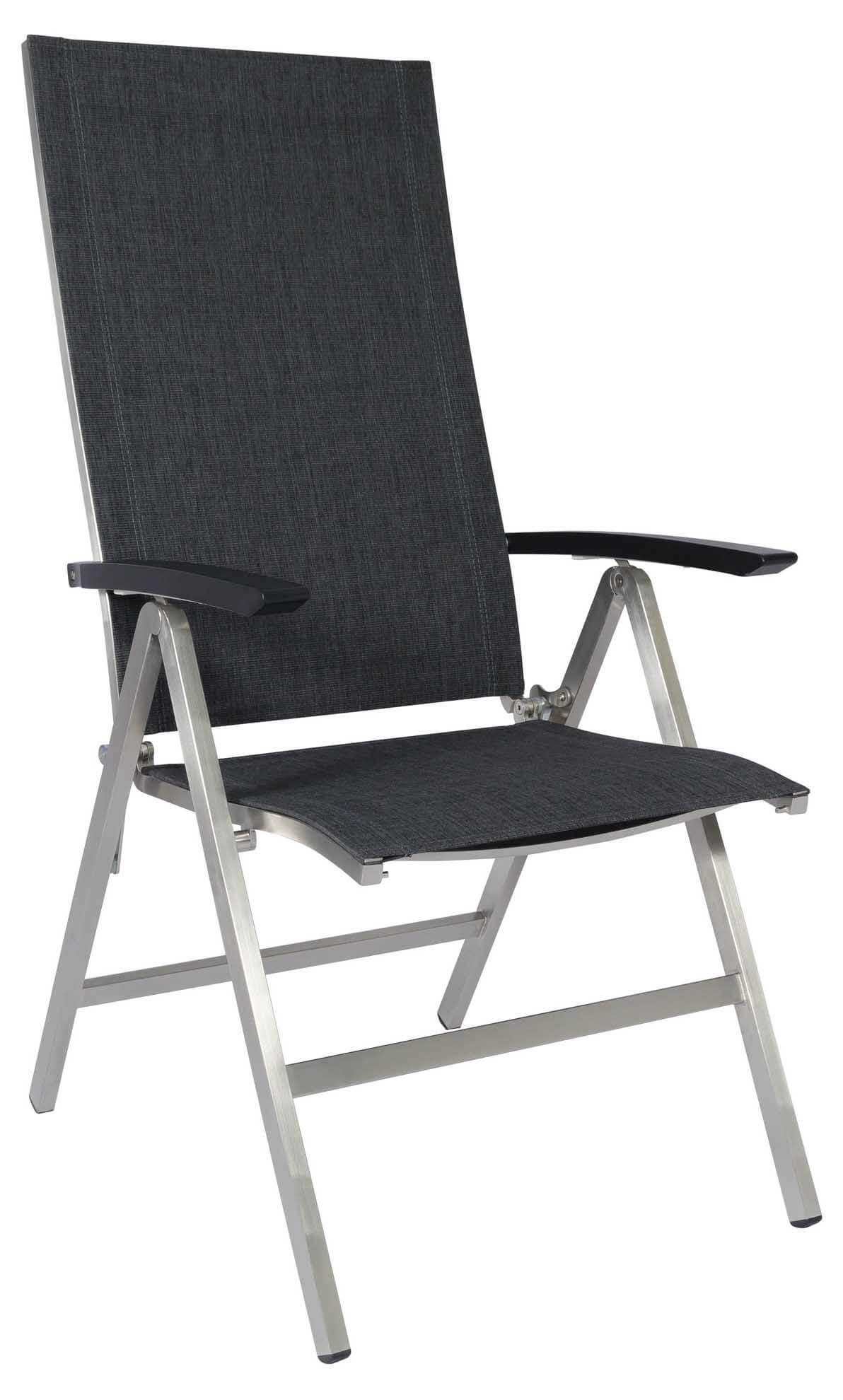 Varzo Verstellsessel, Edelstahl/Batyline dark grey, Armlehnen Aluminium