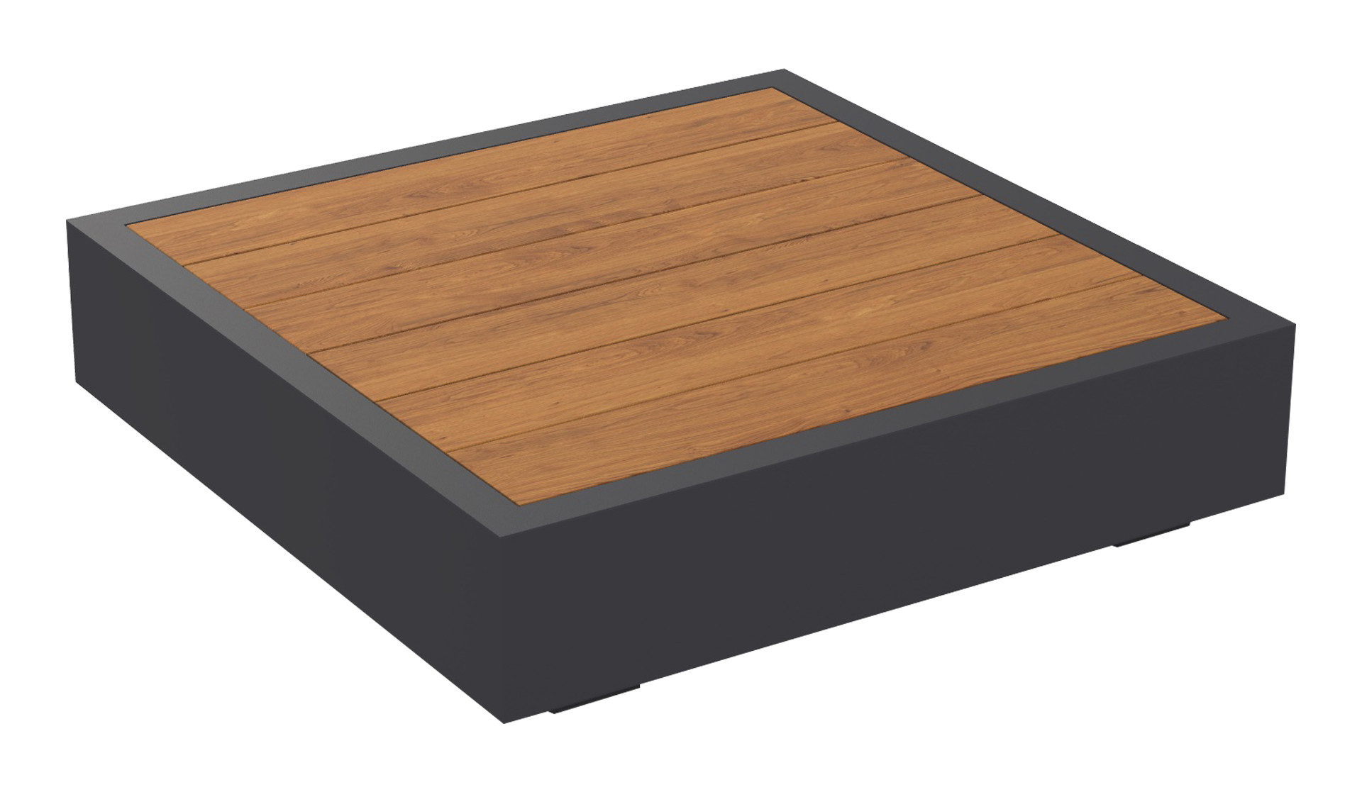 Bari Lounge Kaffeetisch 90x90cm, eisengrau/Teak