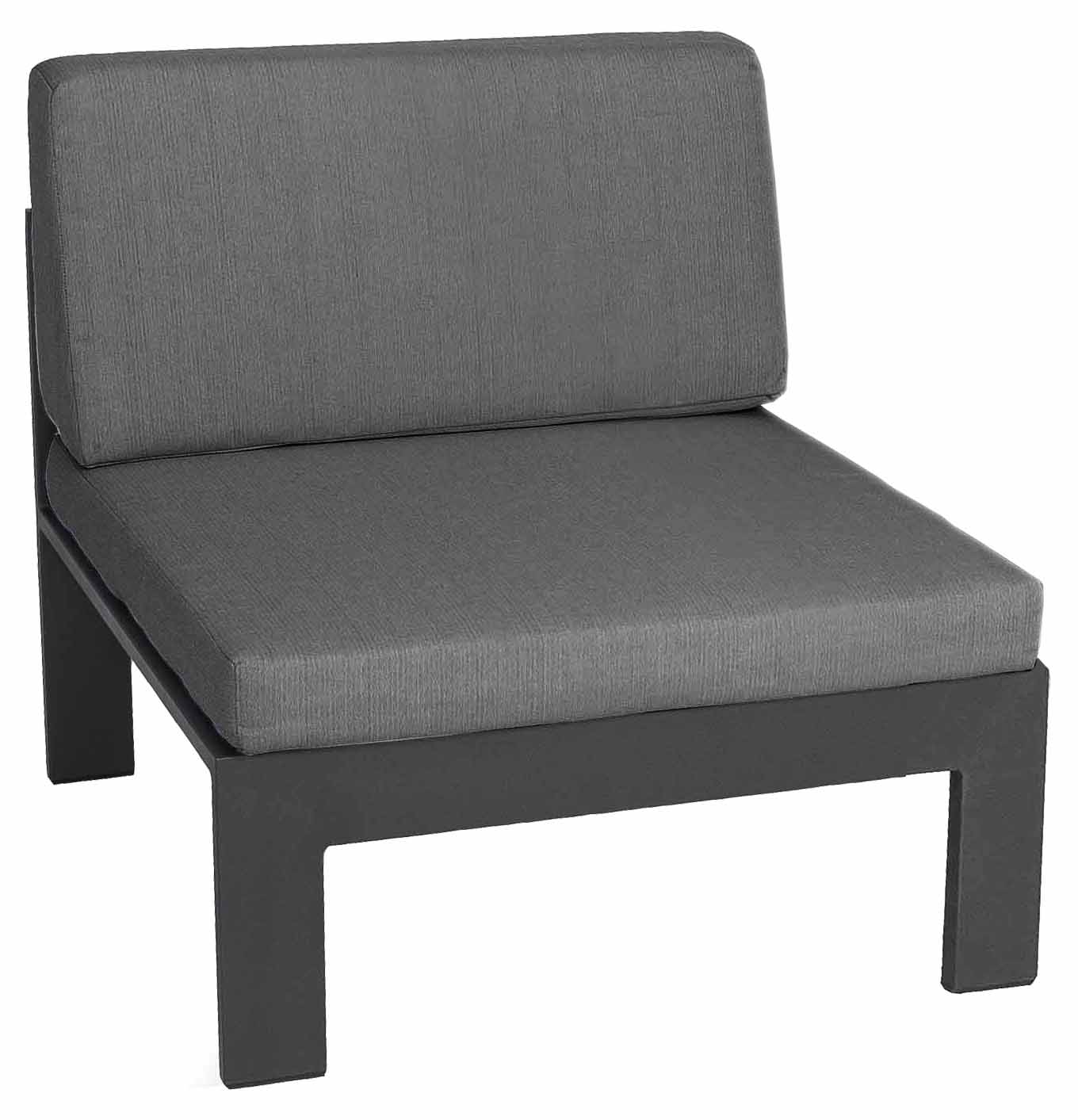 Purton Lounge Mittelteil COMFORT PLUS grau/schwarz straight, Kissen Sunbrella cast slate