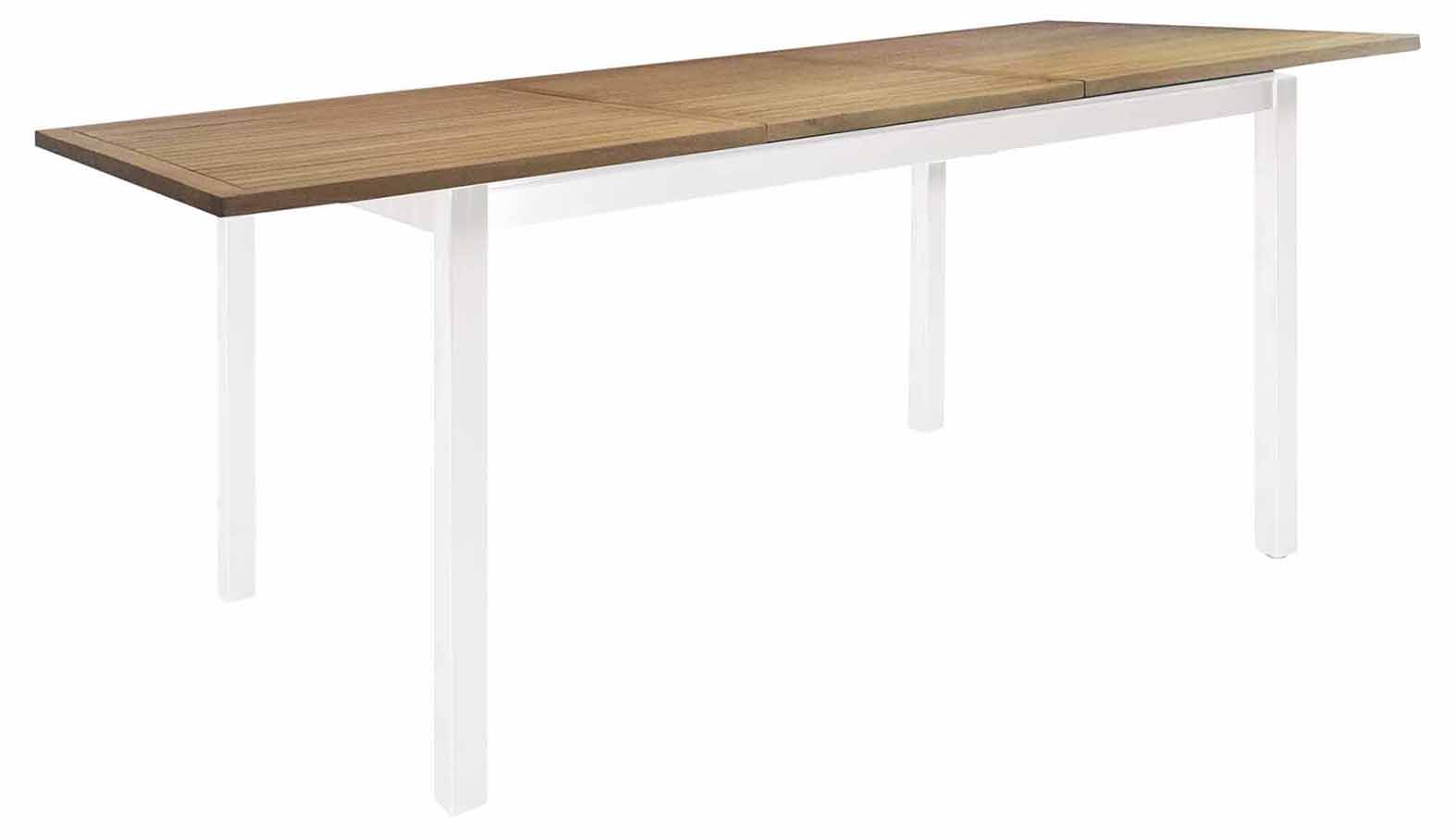 Kreta Ausziehtisch 130/180x80cm rechteckig, weiß/Teak