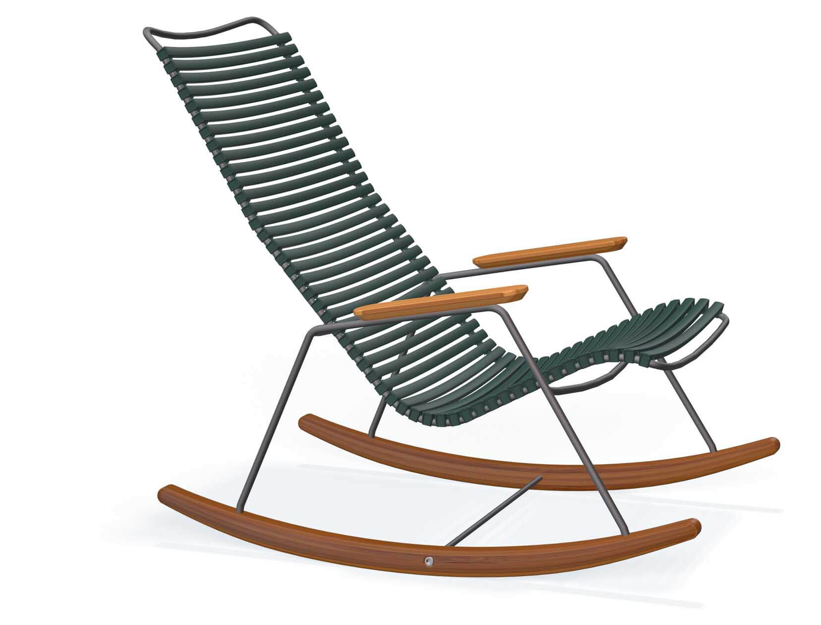 Click Rocking Schaukelstuhl grau/pine green, Armlehne Bambus