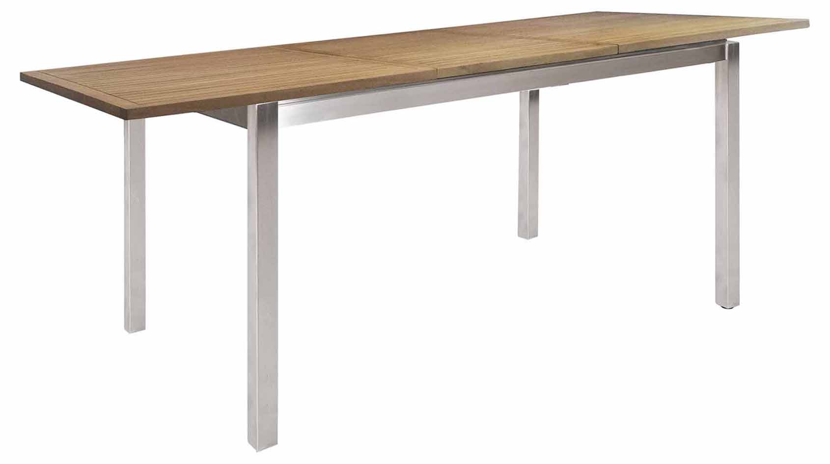 Kreta Ausziehtisch 150/207x90cm rechteckig, Edelstahl/Teak