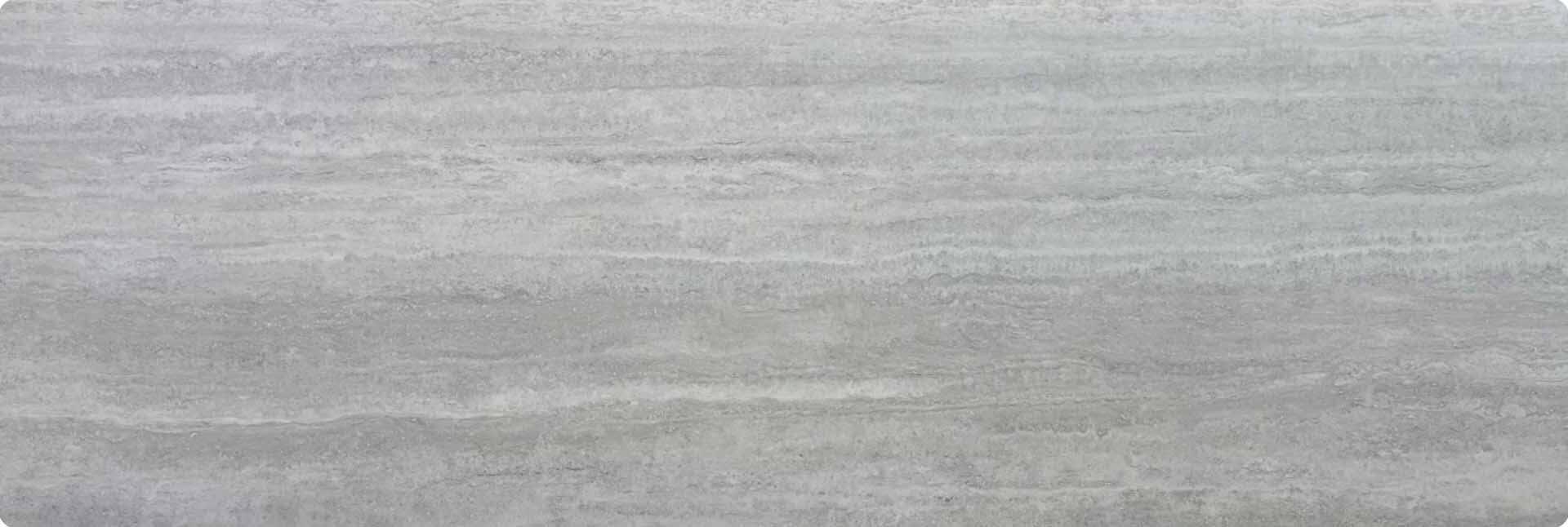 Tischplatte 300x105cm Ecken abgerundet (Radius R50), Keramik travertino silver (6mm)