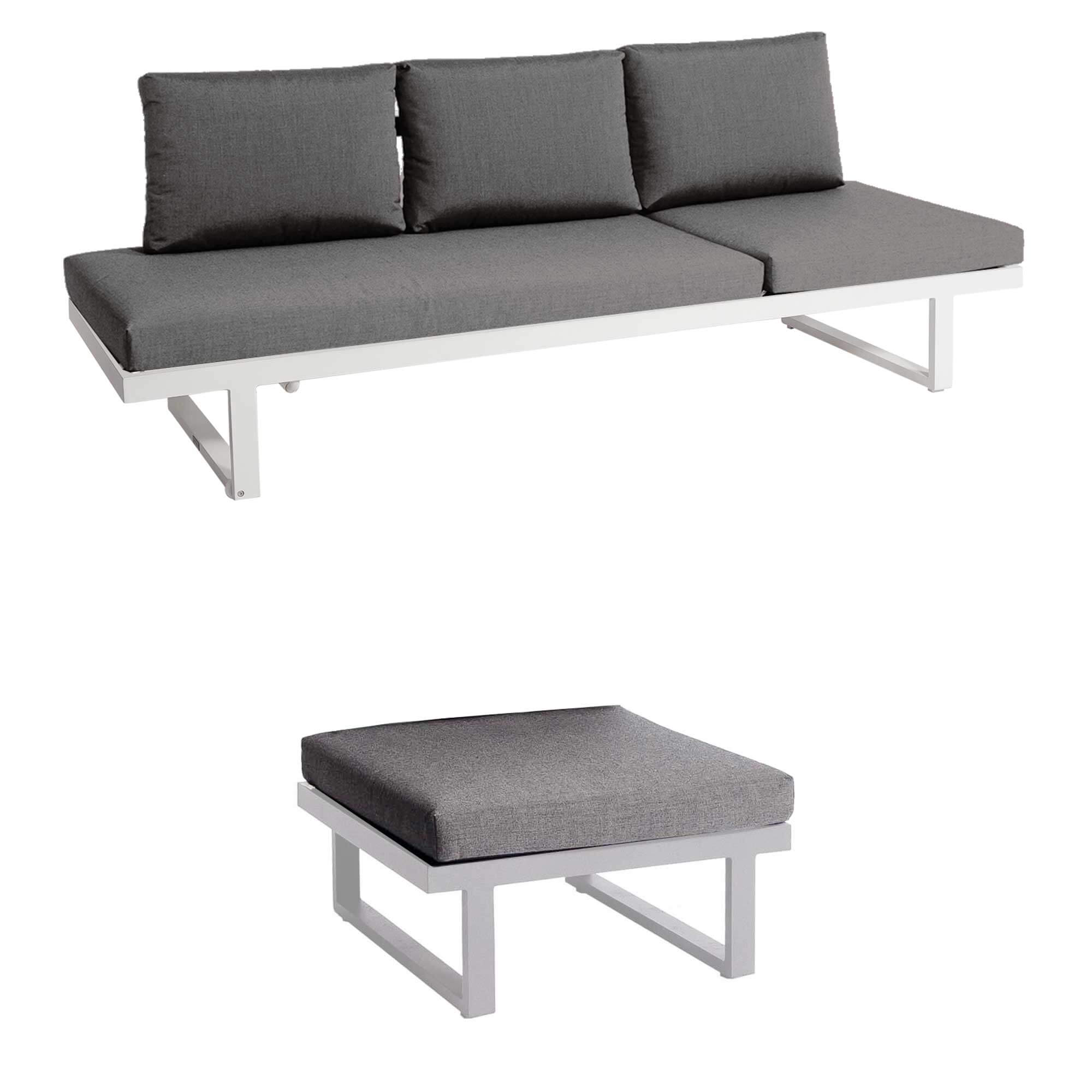 Set Rao Liege + Hocker weiß, Kissen B26