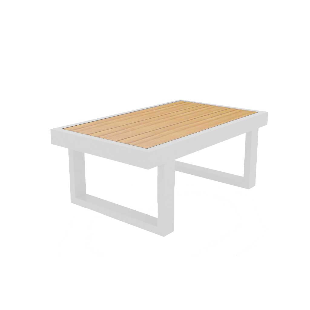 Rao Lounge Beistelltisch 70x42cm, Höhe 32cm, weiß/Teak