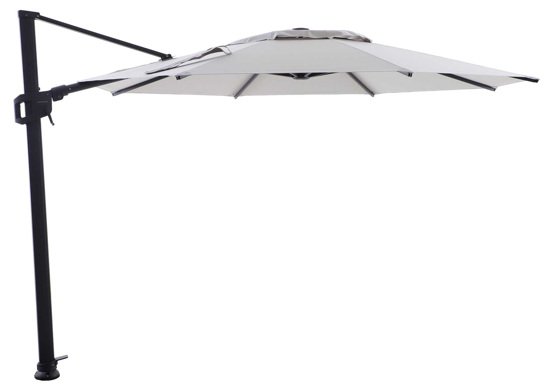 Solara Freiarmschirm 350cm rund, eisengrau/hellgrau piqué