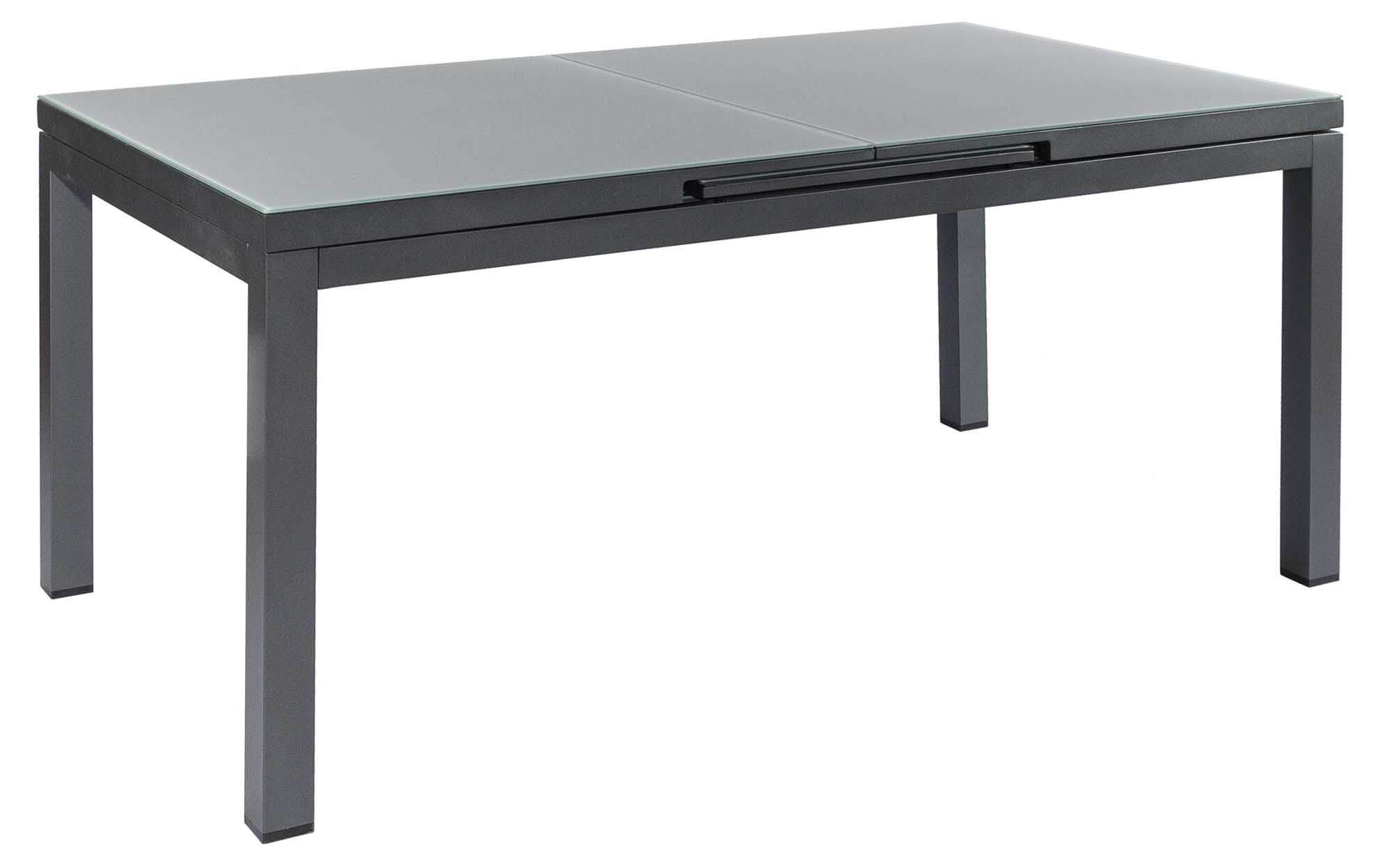 Gabon Ausziehtisch 160/210x90cm eckig, eisengrau/Glas hellgrau