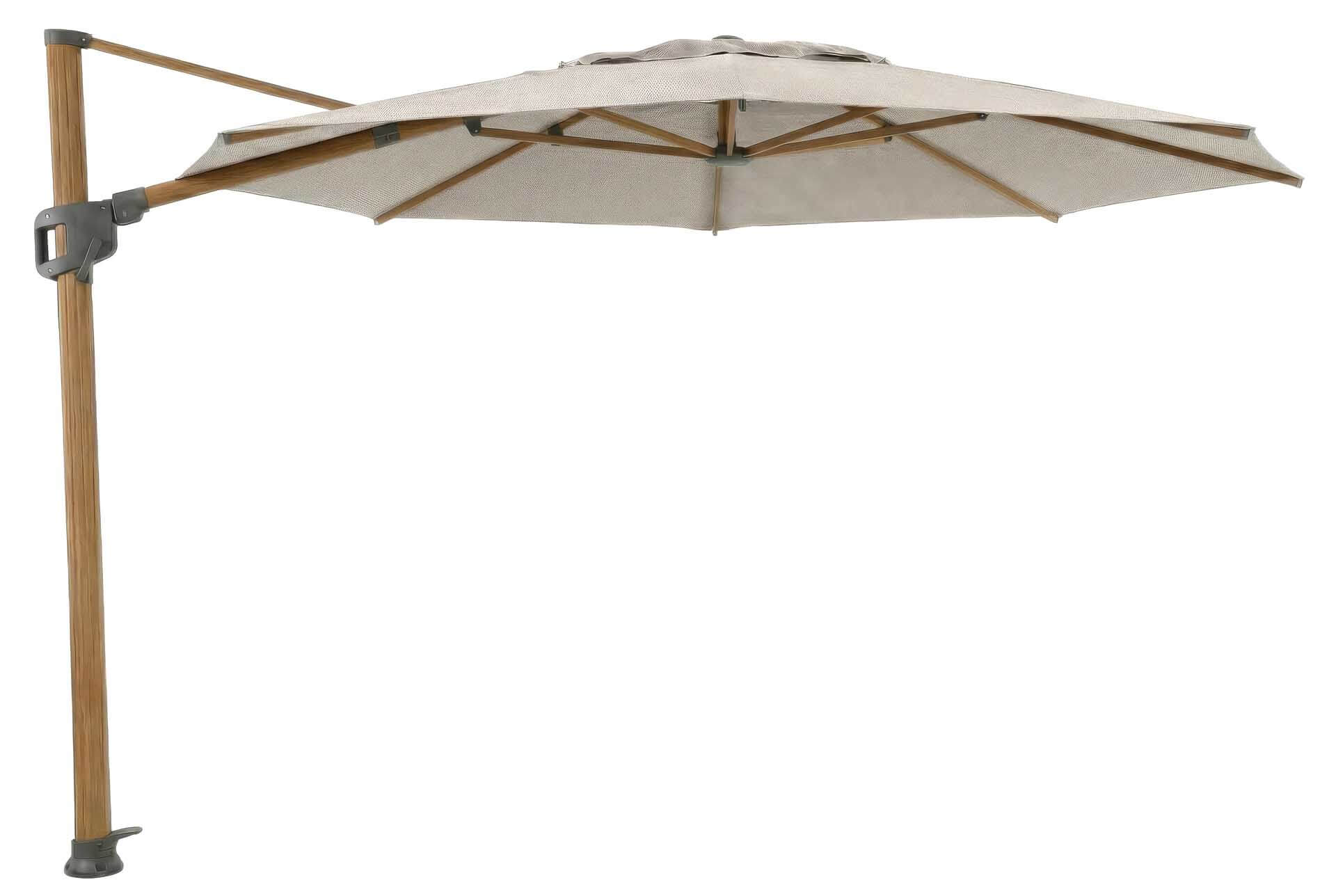 Solara Luxe Freiarmschirm 350cm rund, teaklook/canvas