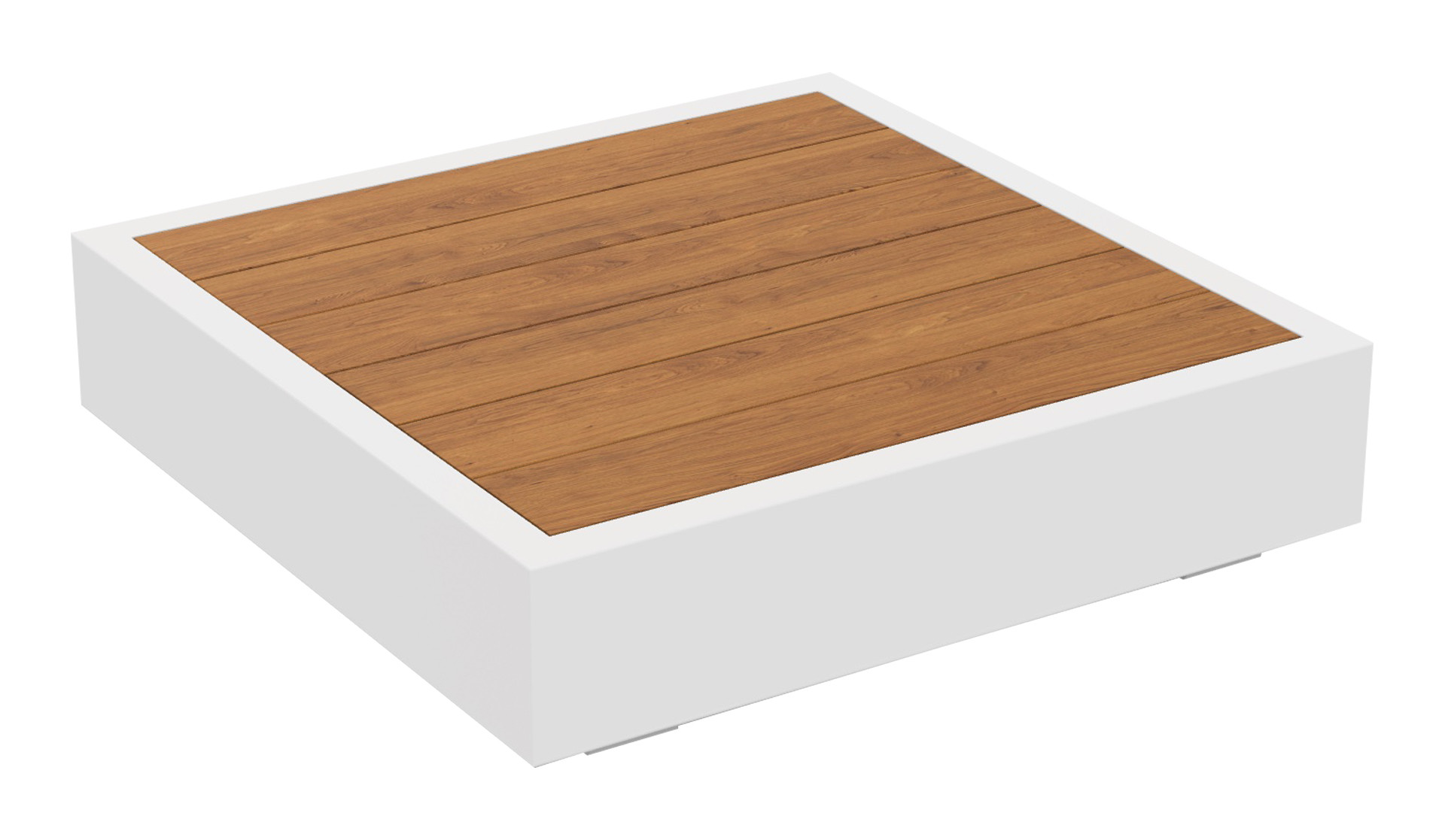 Bari Lounge Kaffeetisch 90x90cm, weiß/Teak