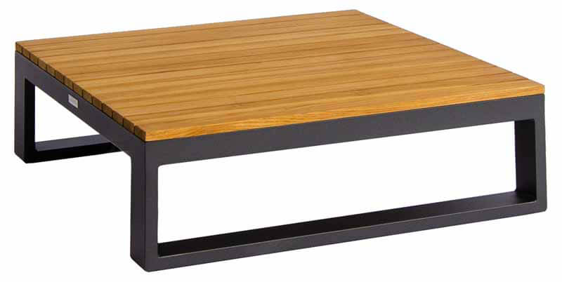 Virginia Lounge Kaffeetisch 85x85cm quadratisch, eisengrau/Teak