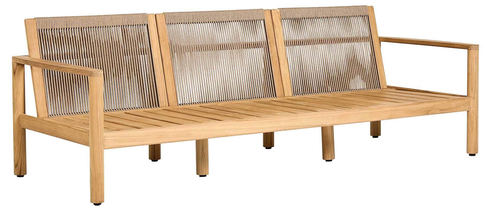 Noia 3-Sitzer Lounge Sofa, Teak/Rope natural twisted