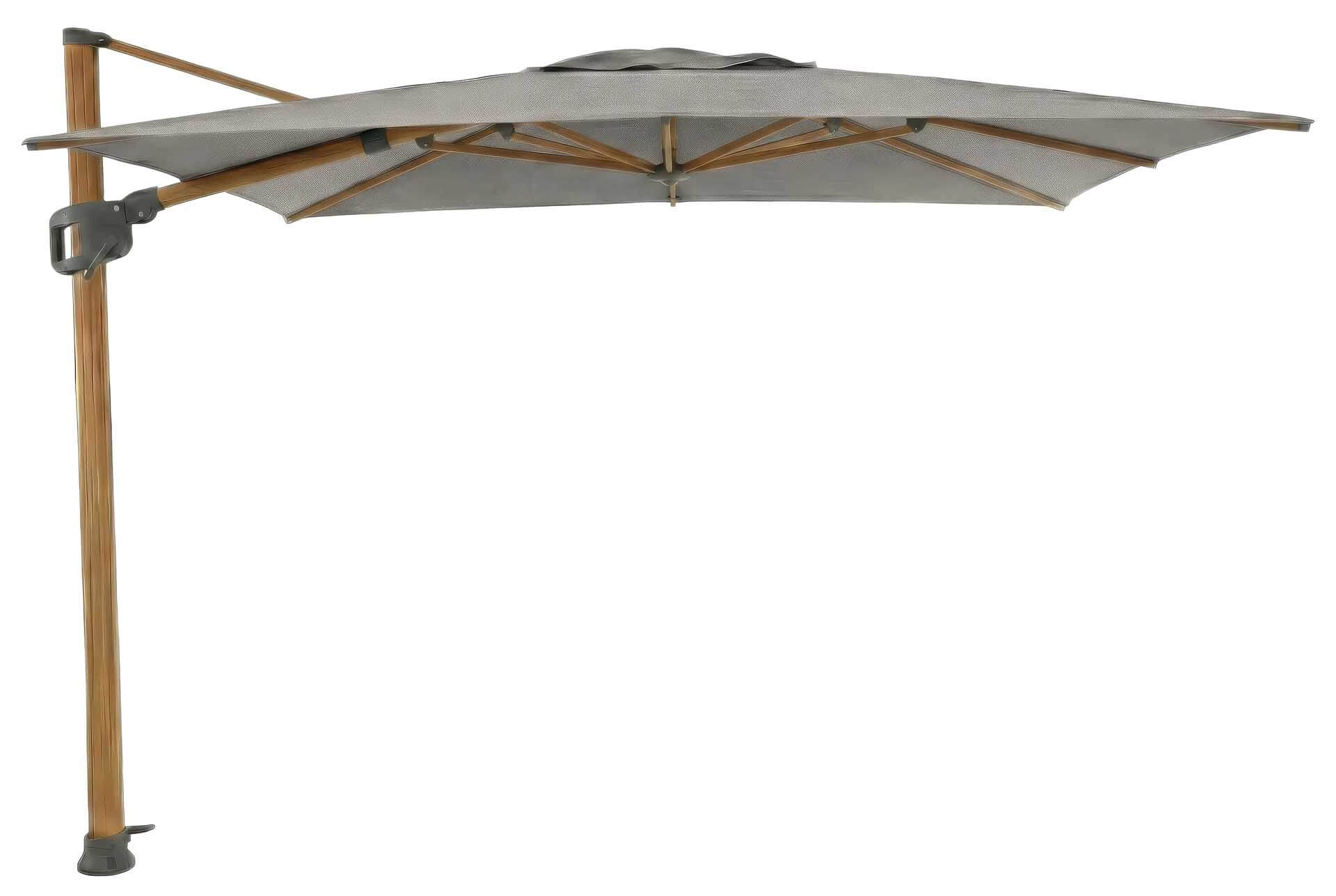 Solara Luxe Freiarmschirm 300x300cm, teaklook/smoke