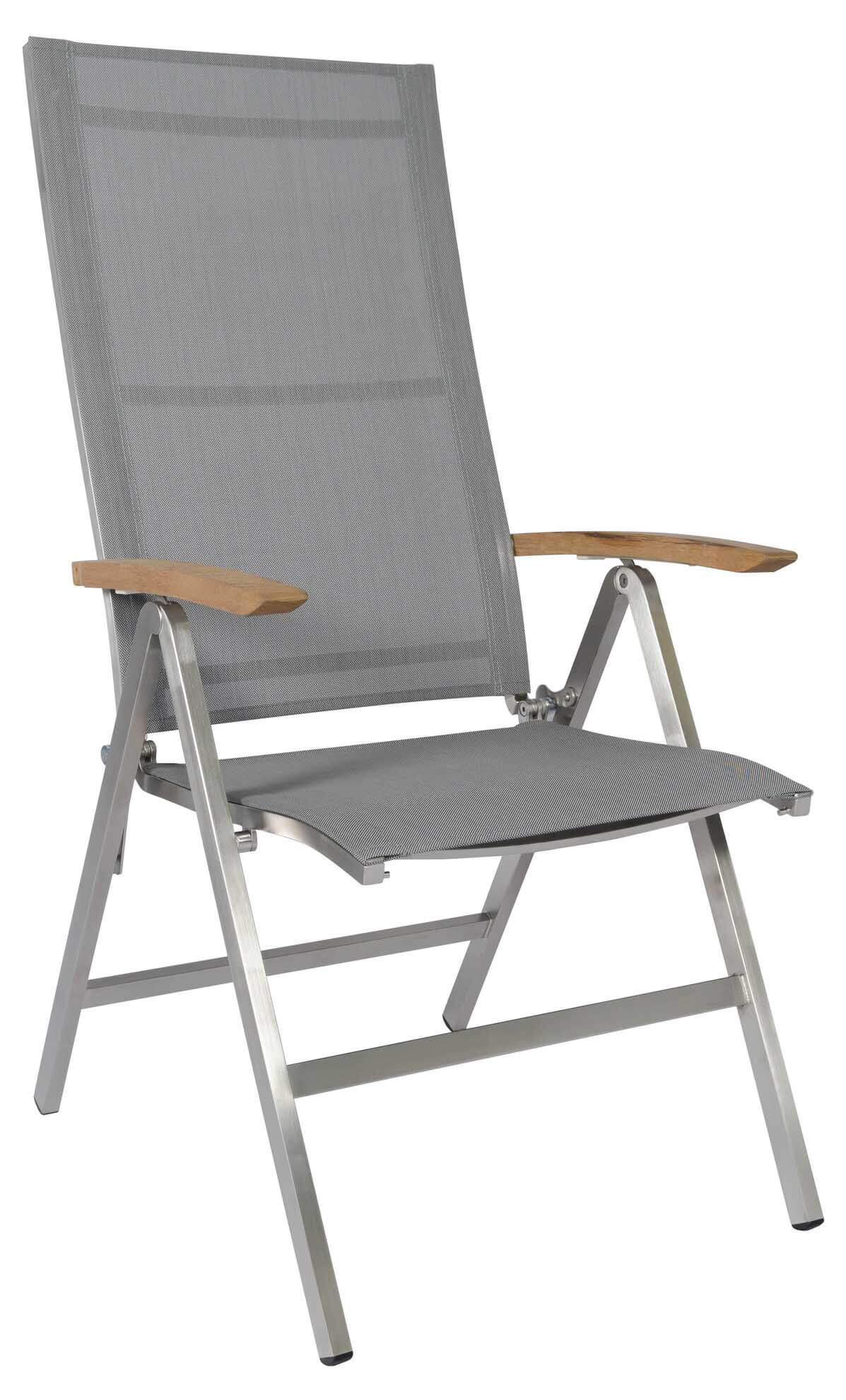 Varzo Verstellsessel Edelstahl/silbergrau, Armlehnen Teak