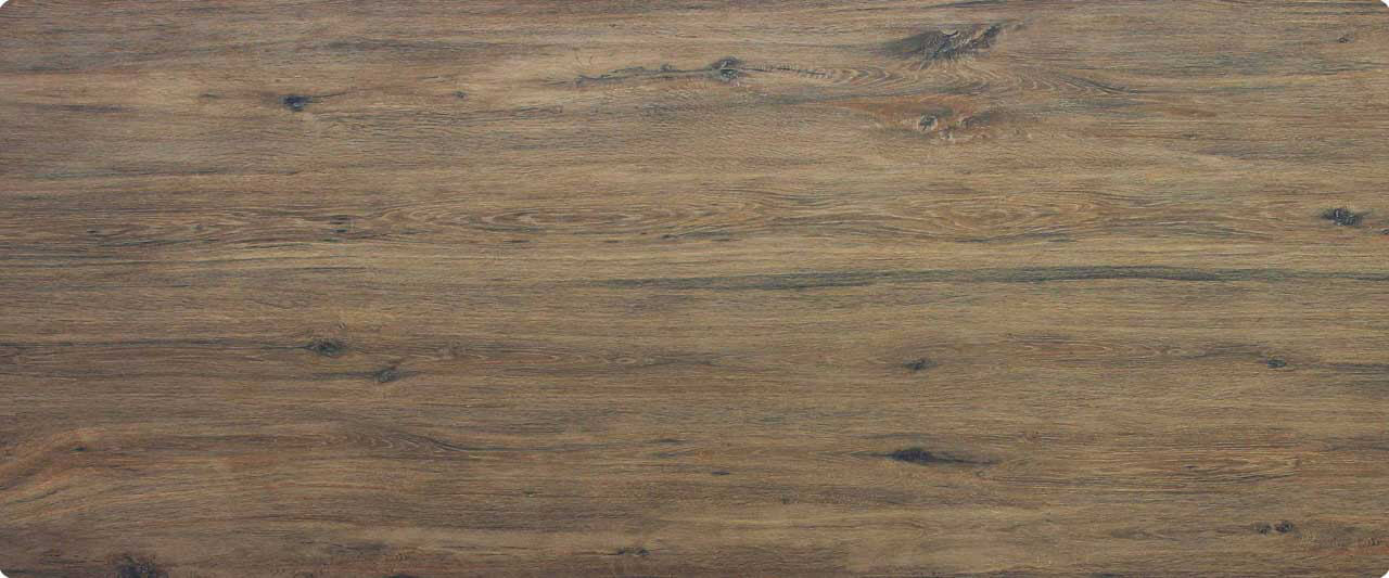 Tischplatte 240x100cm Ecken abgerundet (Radius R50), Keramik eiche dunkel (6mm)