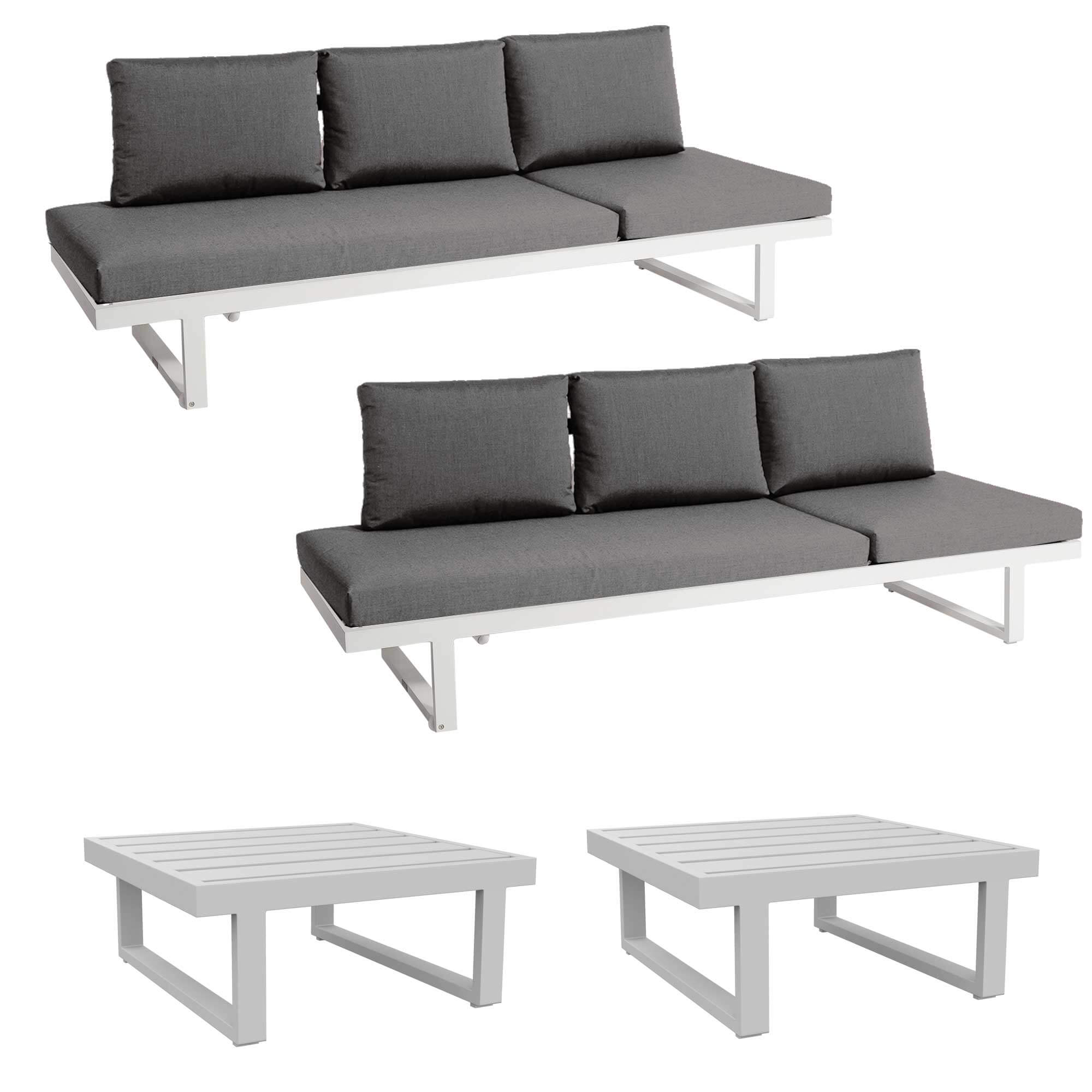 Set 2x Rao Liege + 2x Kaffeetisch weiß, Kissen B26