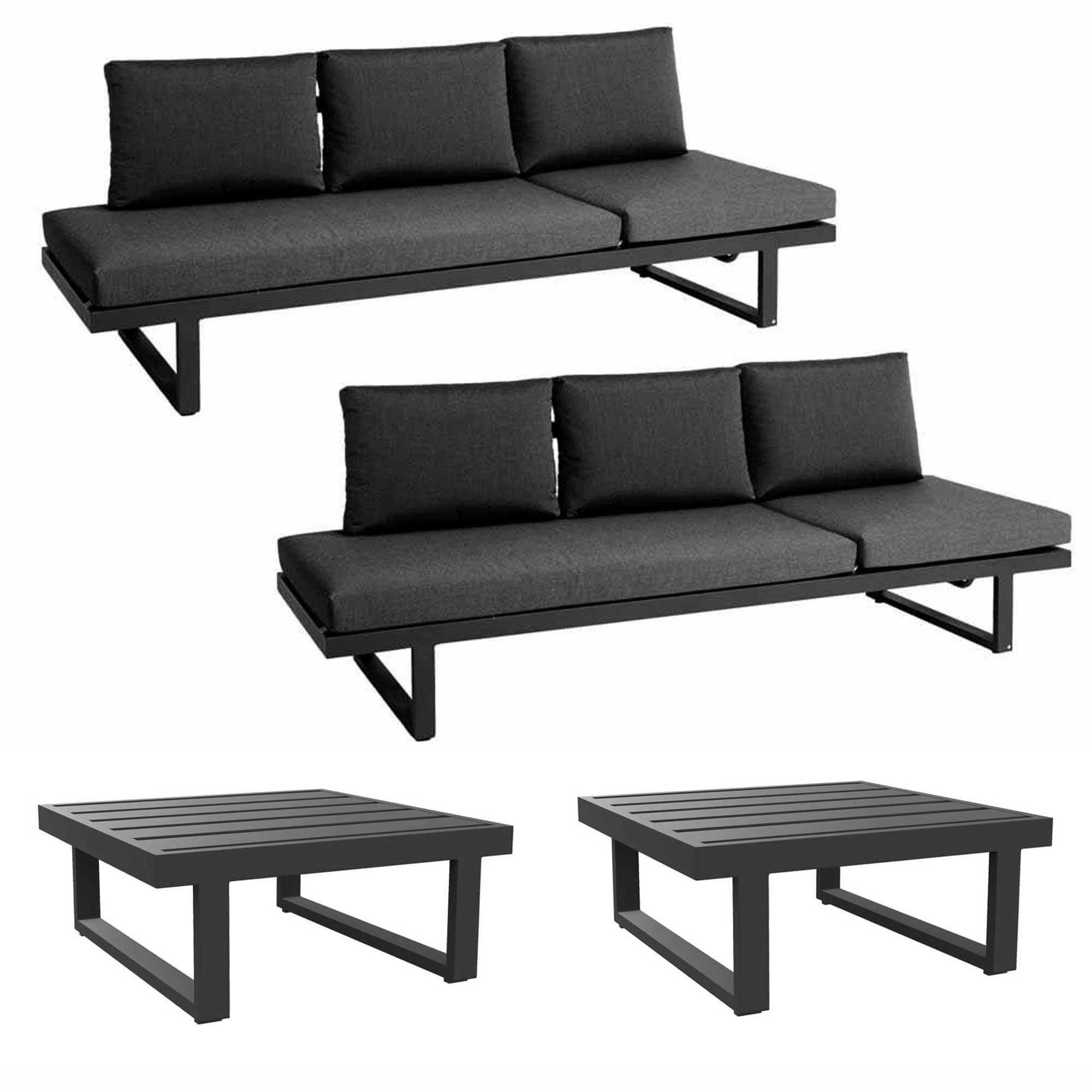 Set 2x Rao Liege + 2x Kaffeetisch grau, Kissen T8013