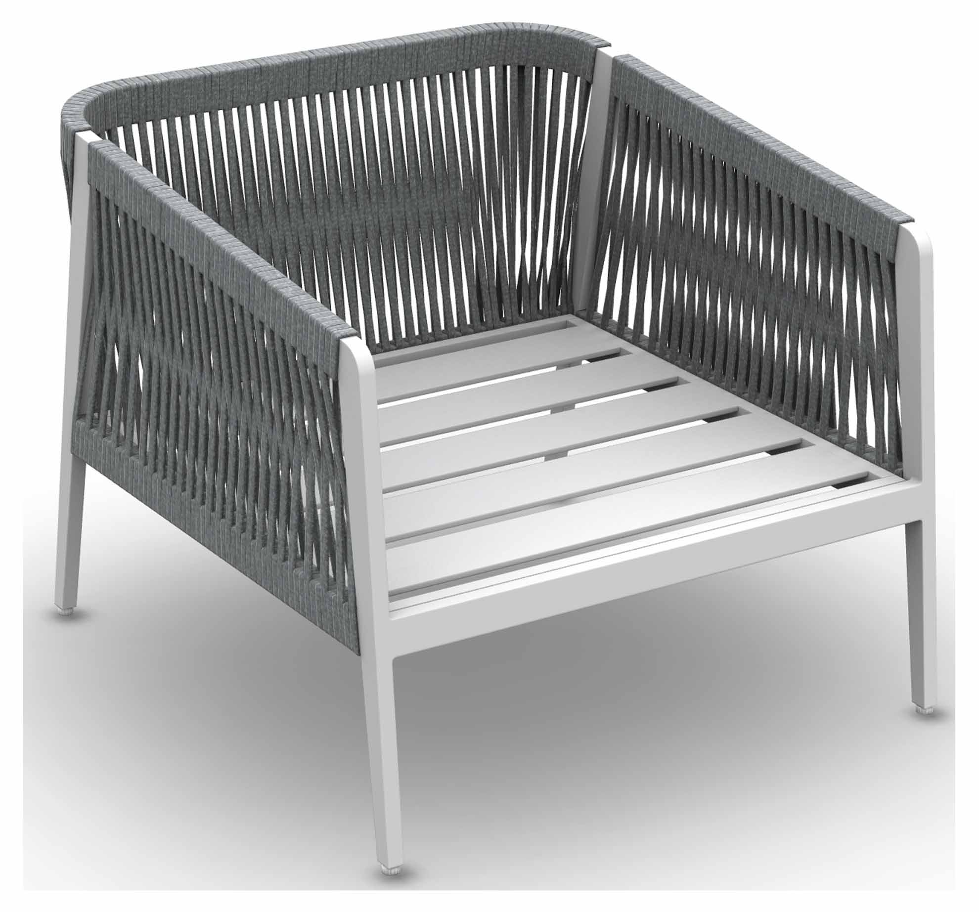 Ritz Lounge Sessel, weiß/hellgrau, straight weaving