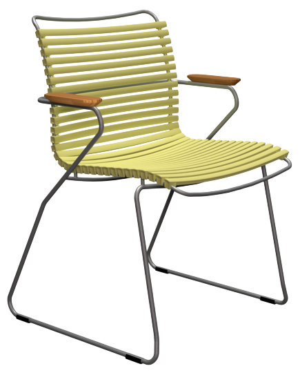 Click Stapelsessel niedrig grau/lemon zest, Armlehnen Bambus