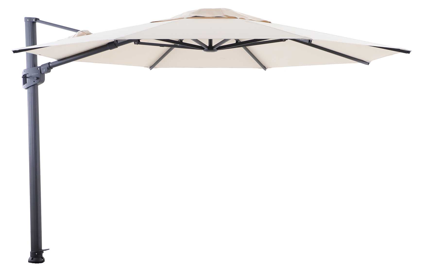 Solara Freiarmschirm 350cm rund, eisengrau/canvas piqué