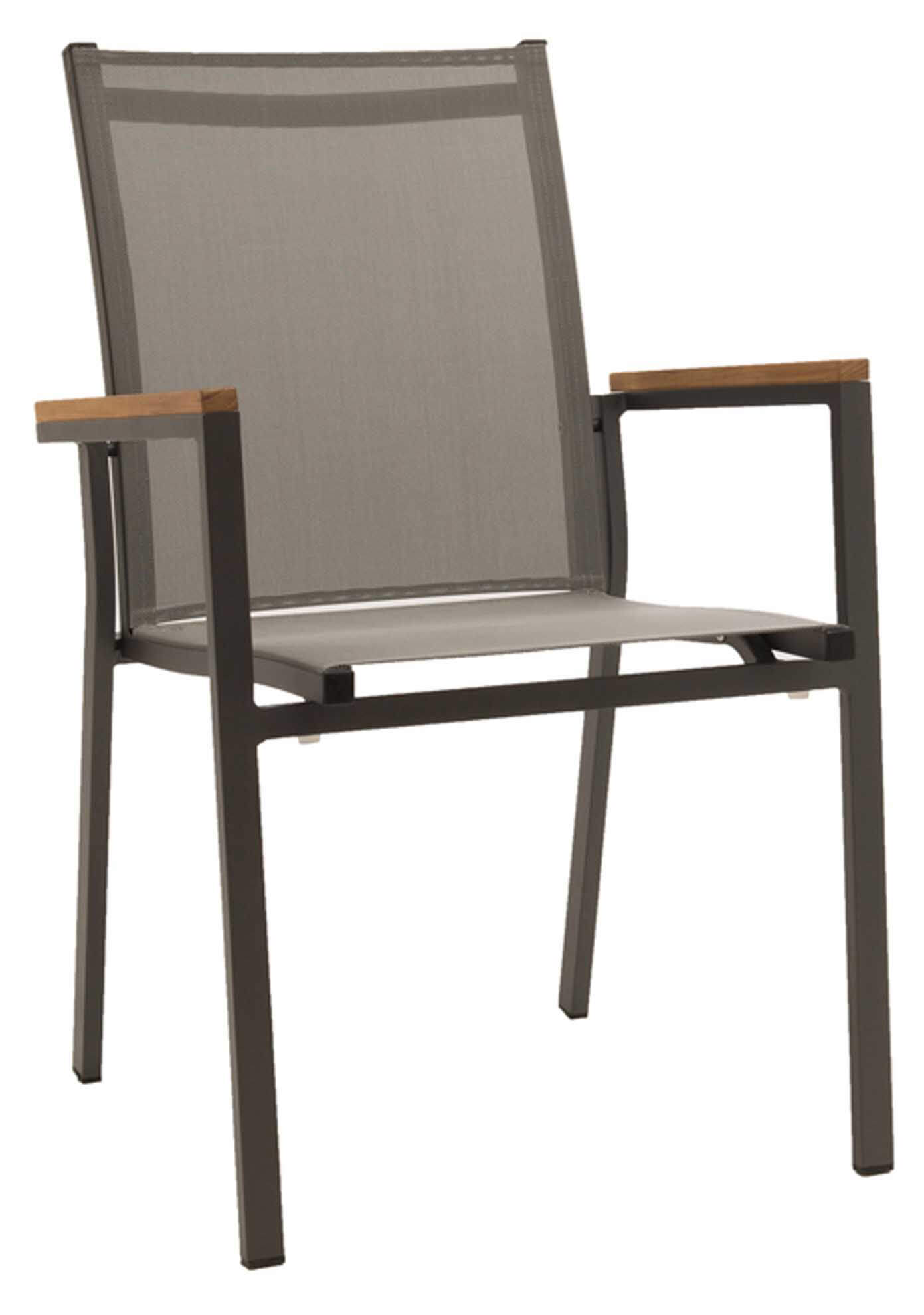 Rome Stapelsessel eisengrau/silbergrau, Armlehnen Teak