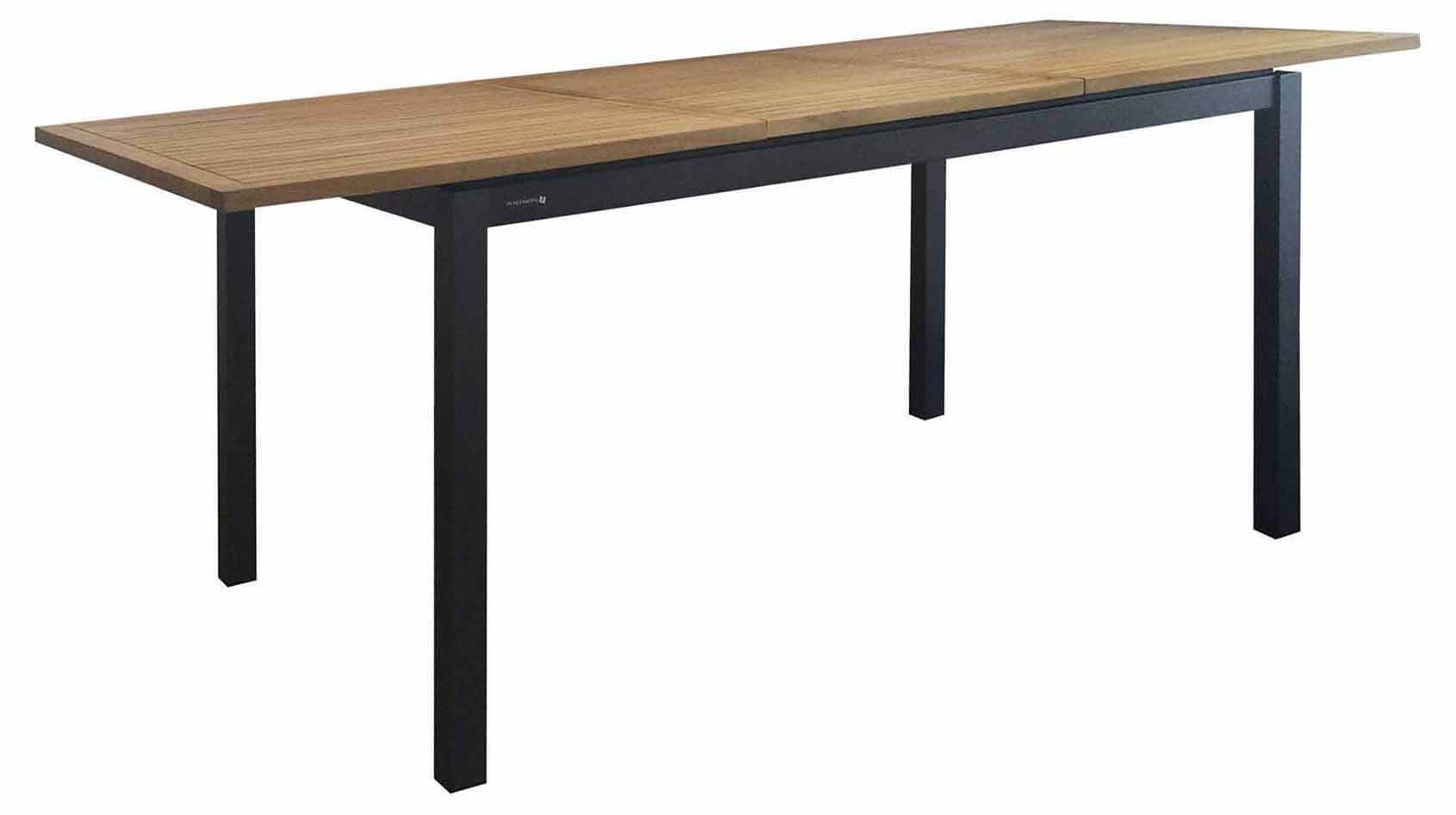 Kreta Ausziehtisch 150/207x90cm rechteckig, eisengrau/Teak