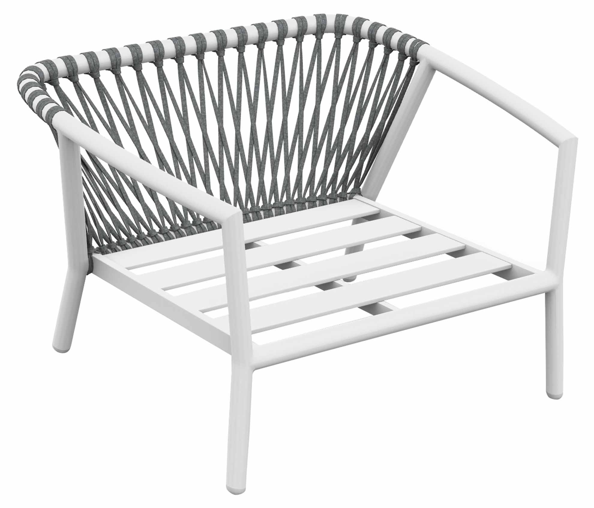 Kapra Lounge Sessel, weiß/light grey melange, open cross weaving