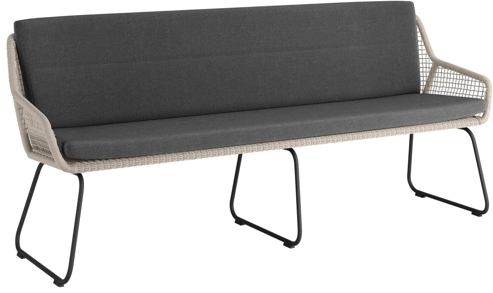 Alden Geflechtbank eisengrau/beige, Kissen Everdry grau