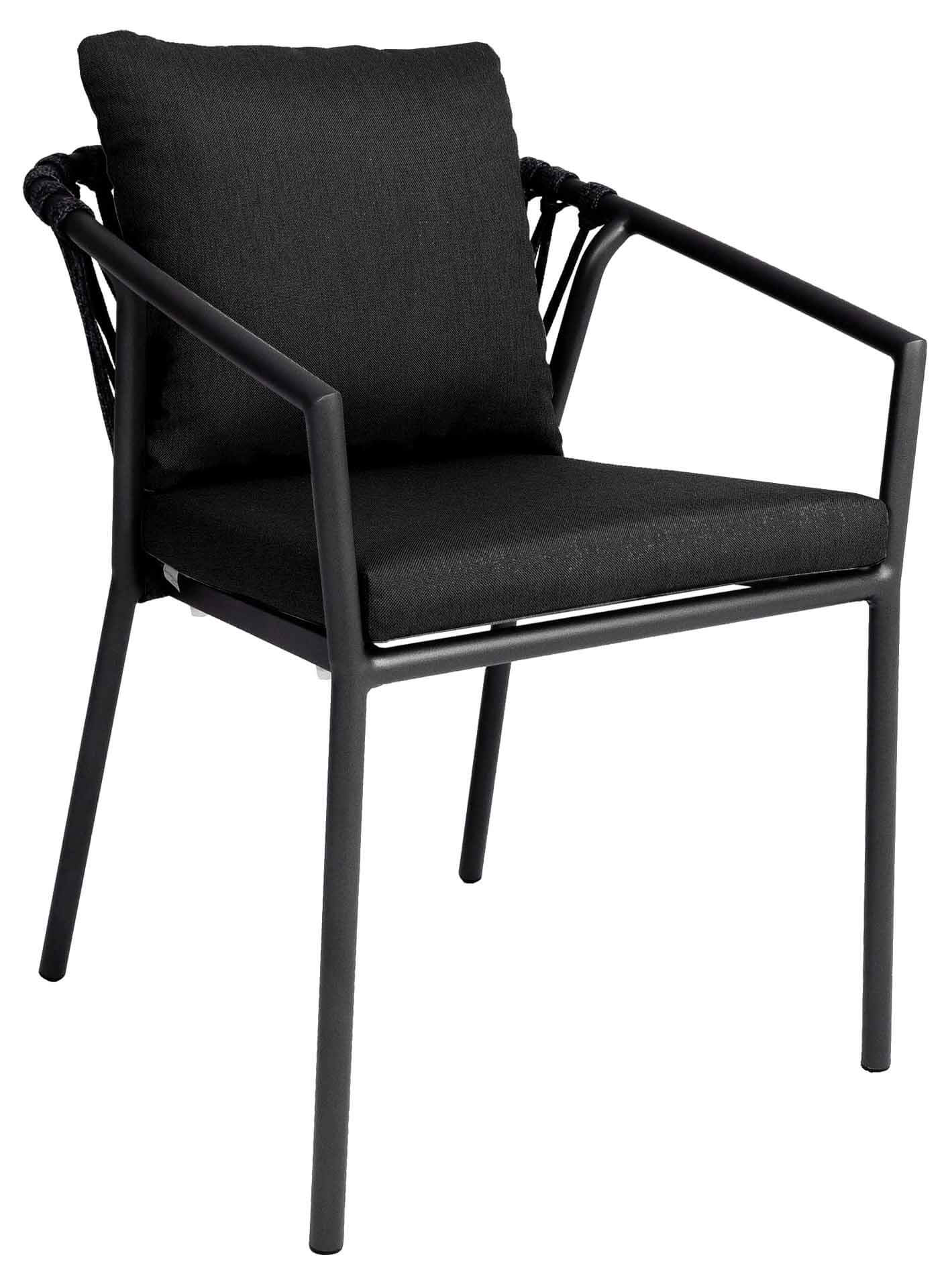 Kapra Stapelsessel eisengrau/schwarz, Everdry Kissen anthrazit