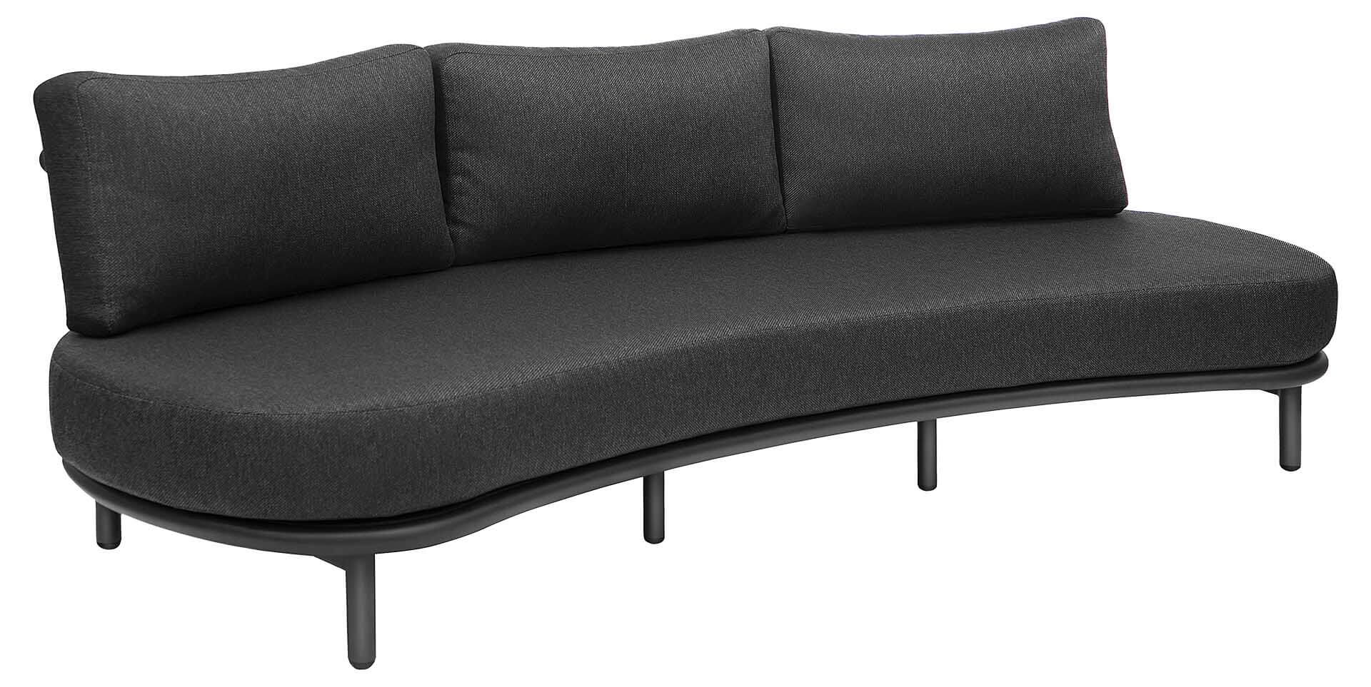 Organo 3-Sitzer Lounge-Sofa, Aluminium eisengrau, Kissen dunkelgrau