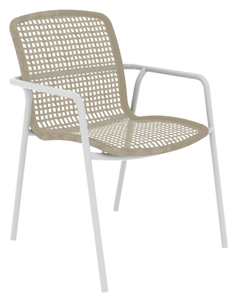 Durham Stapelsessel weiß/beige uni, open weaving