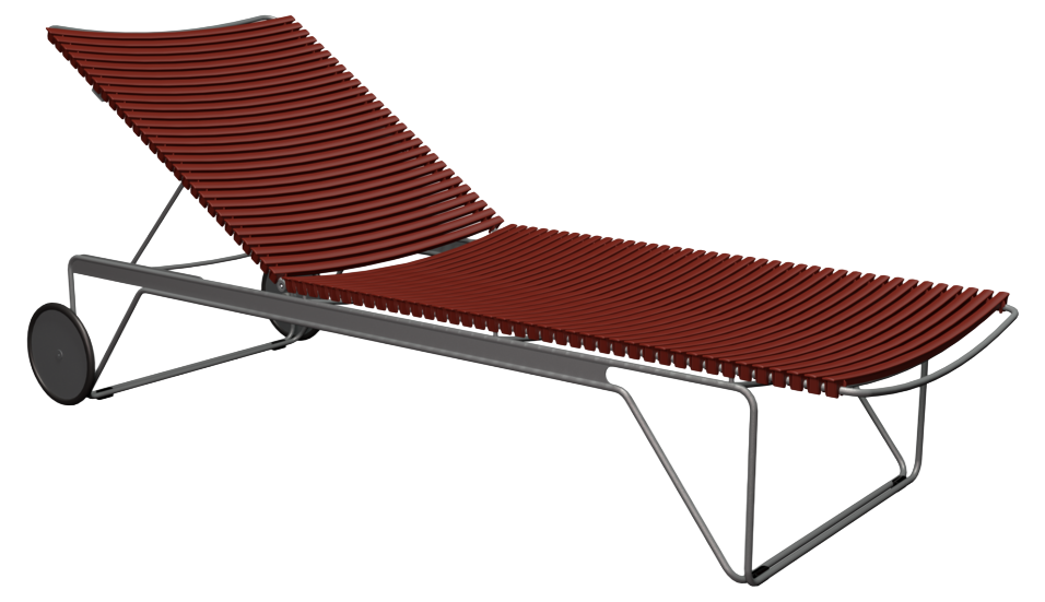 Click verstellbare Rollliege, grau/paprika, Armlehnen Bambus