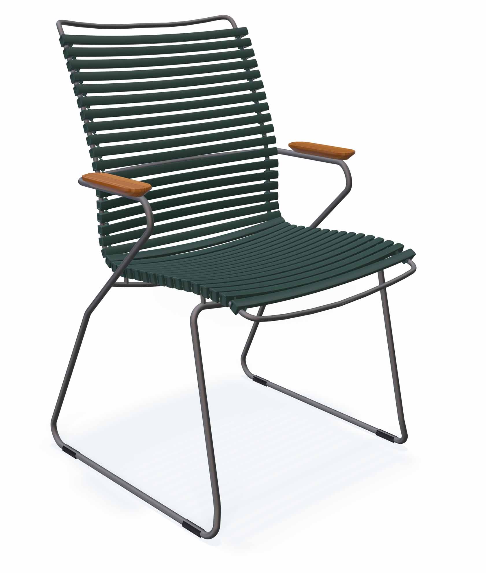 Click Stapelsessel hoch grau/pine green, Armlehnen Bambus