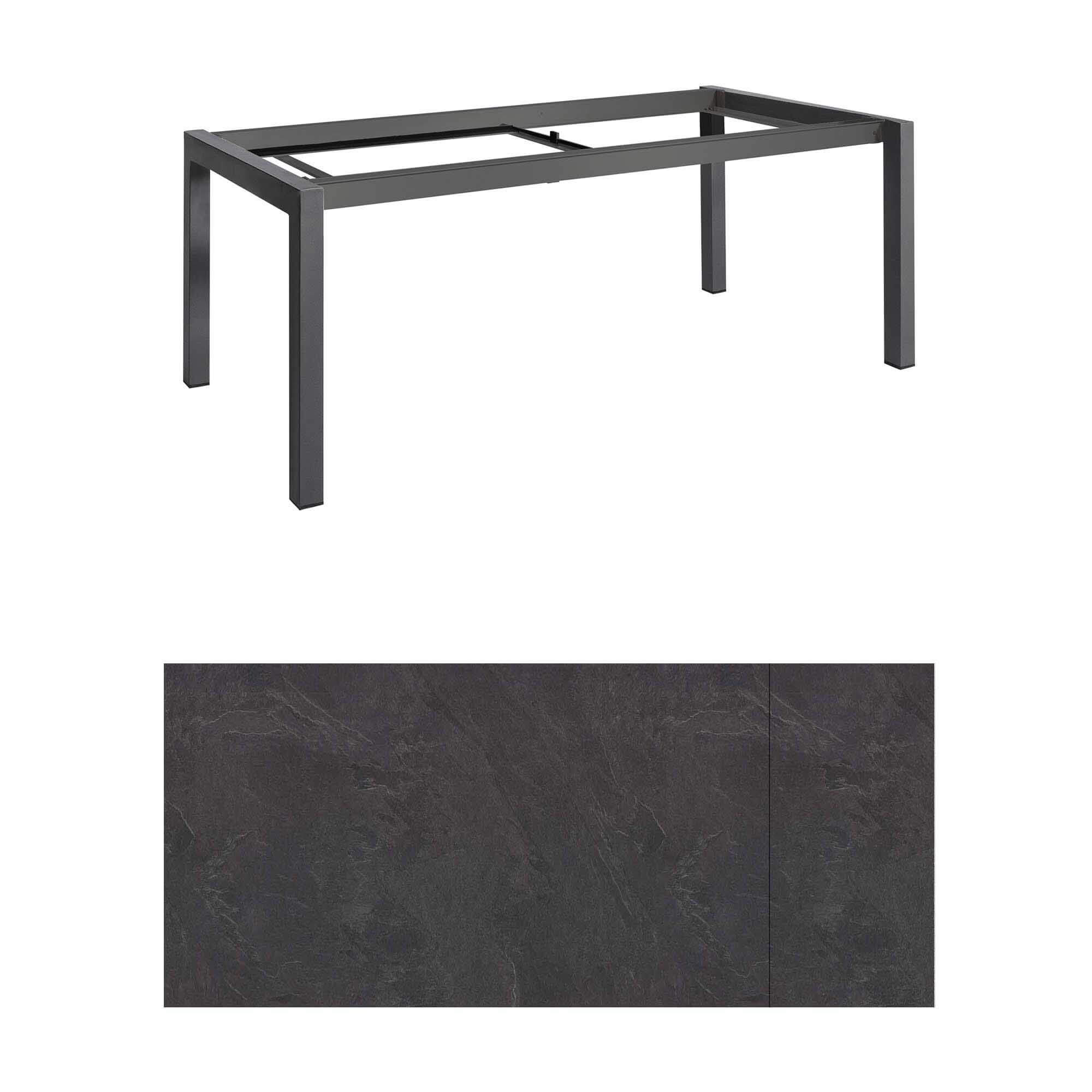 Forli Ausziehtisch 160/220x90cm, grau/HPL carbon grau