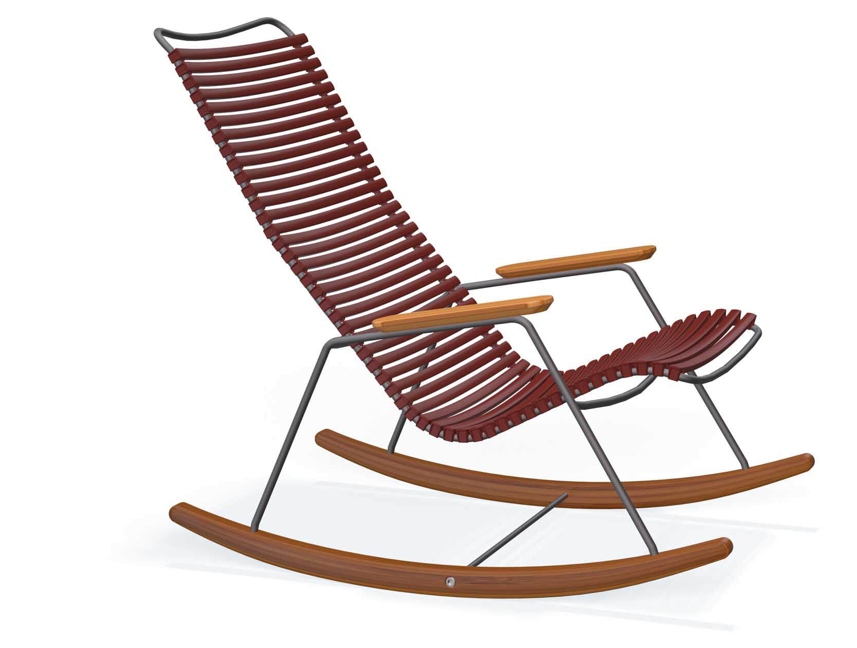 Click Rocking Schaukelstuhl, grau/paprika, Armlehnen Bambus