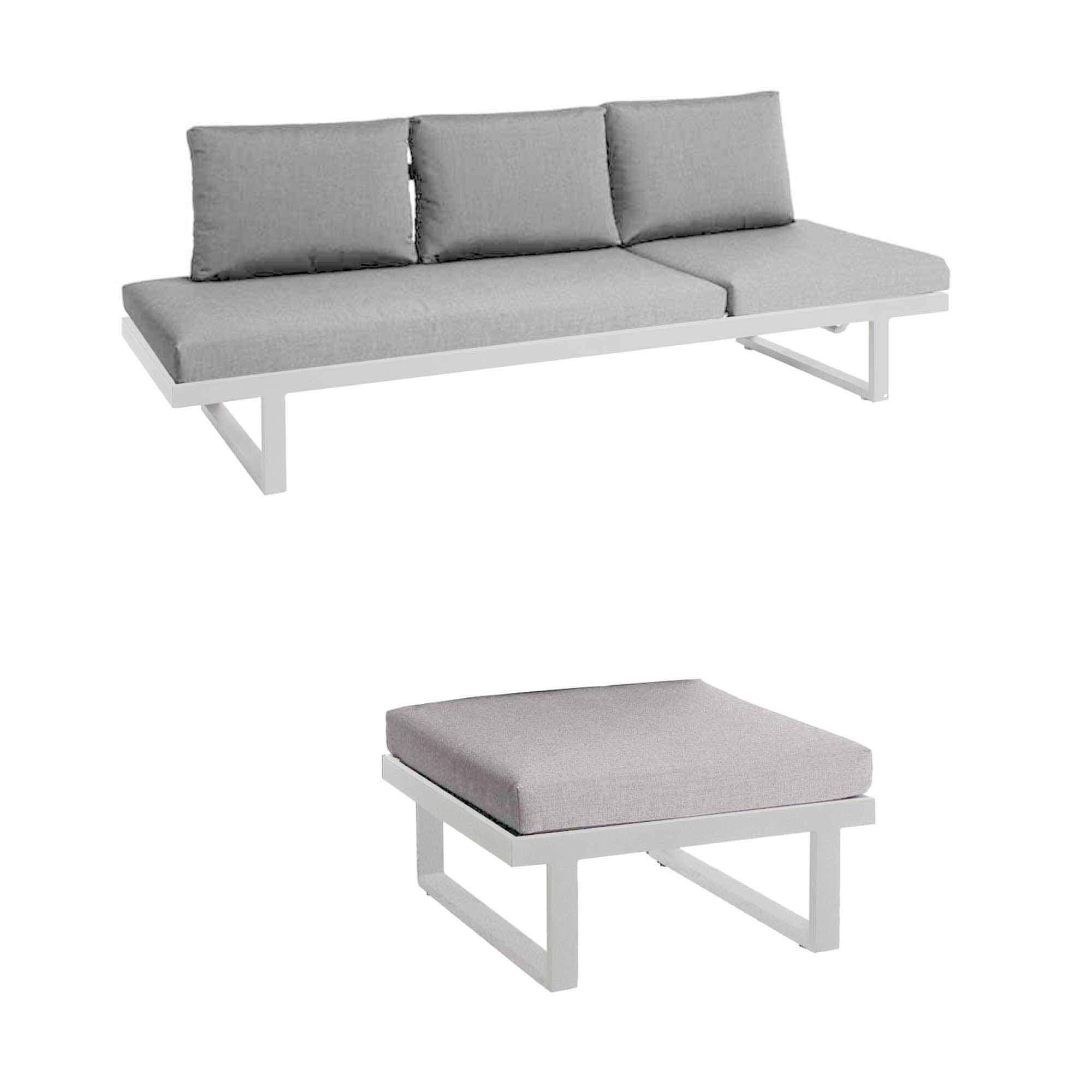 Set Rao Liege + Hocker weiß, Kissen 3706