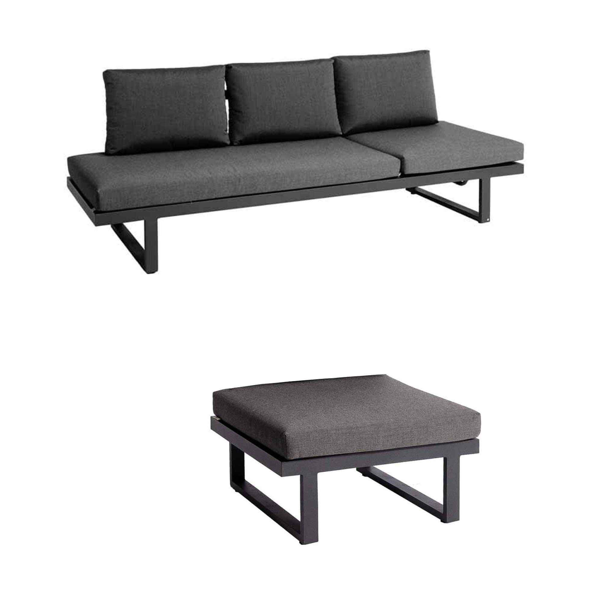 Set Rao Liege + Hocker grau, Kissen T8013