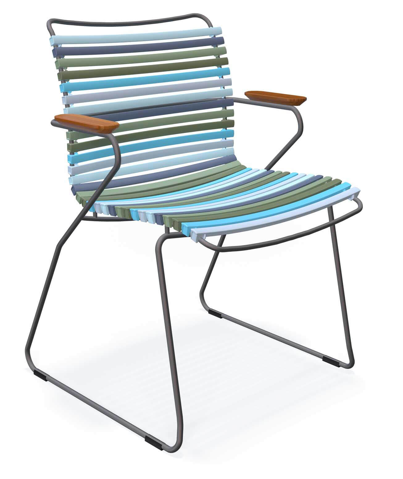 Click Stapelsessel niedrig grau/multi 2, Armlehnen Bambus