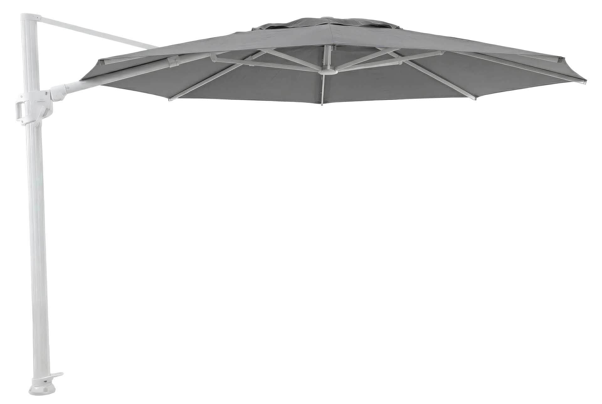 Solara Freiarmschirm 350cm rund, weiß/hellgrau piqué