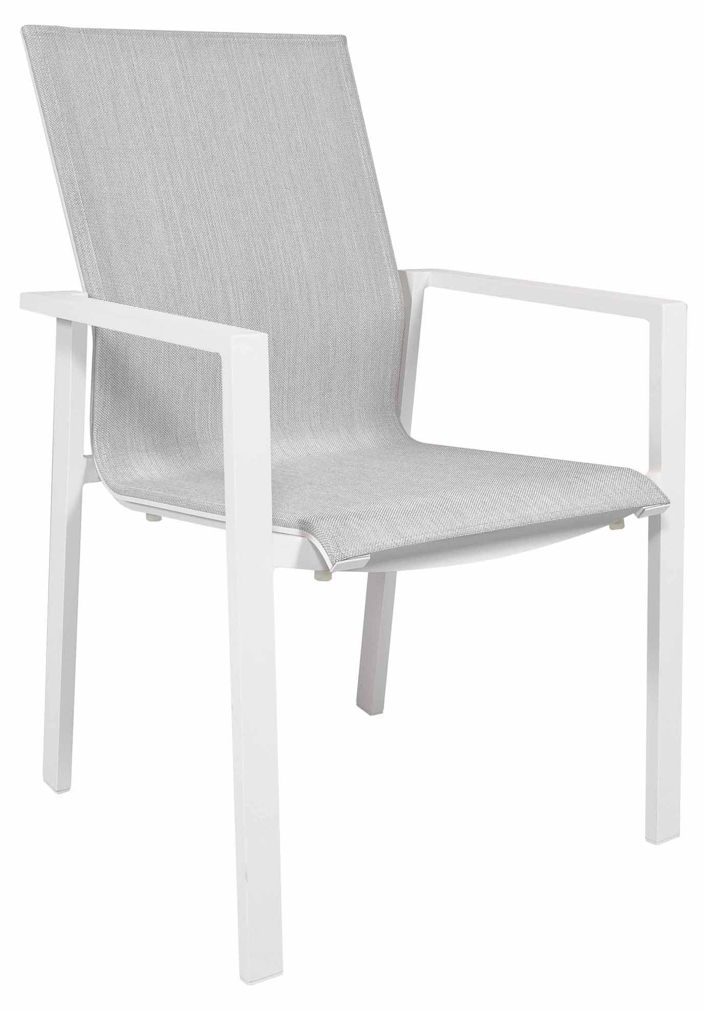 Beja XL Stapelsessel weiß/Batyline lightgrey, Armlehne Alu