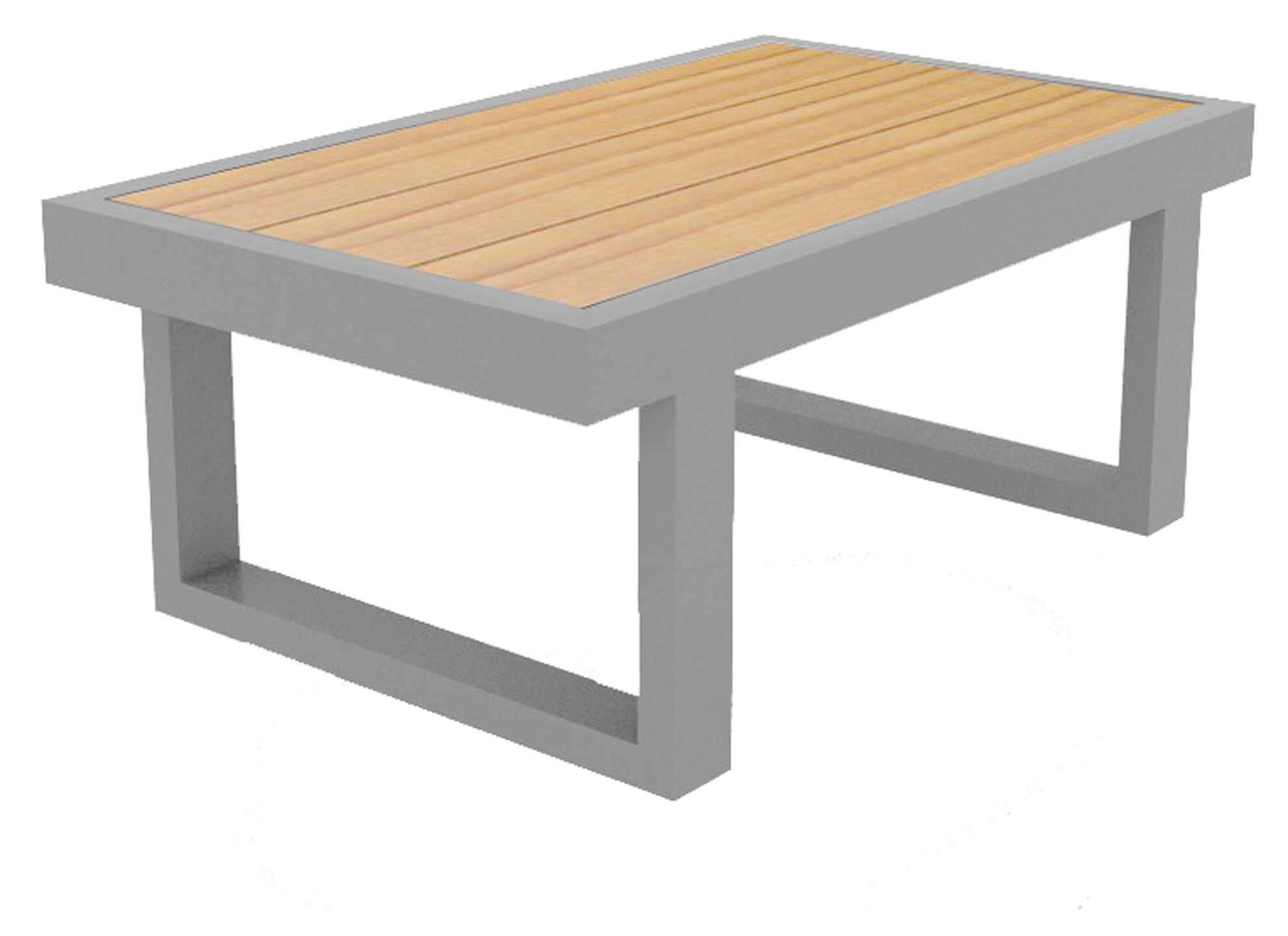 Rao Lounge Beistelltisch 70x42cm, Höhe 32cm, Edelstahl/Teak