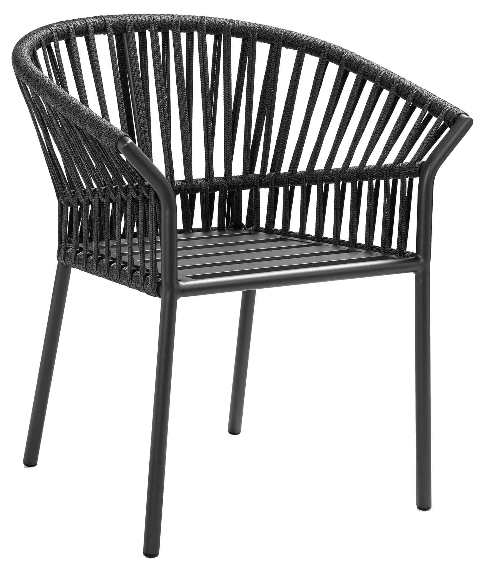 Tofino Stapelsessel, Aluminium eisengrau/Rope schwarz