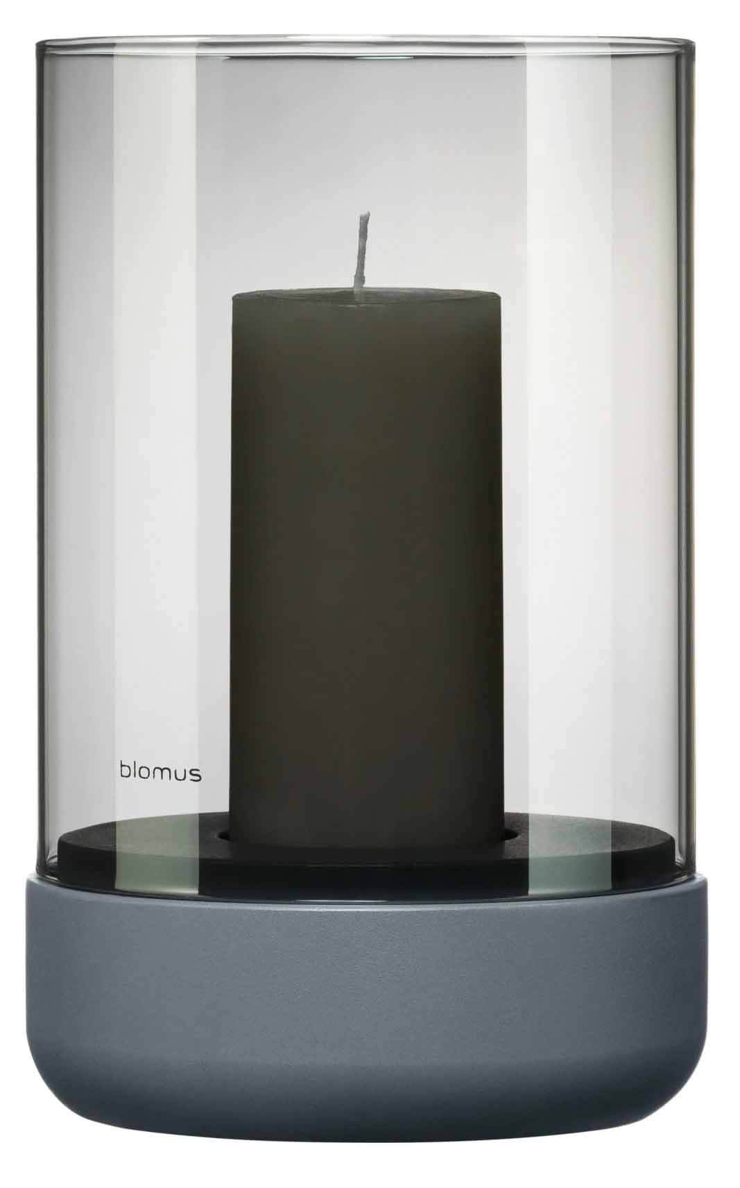 CALMA Windlicht M, H 20cm, Ø 12cm, steel gray