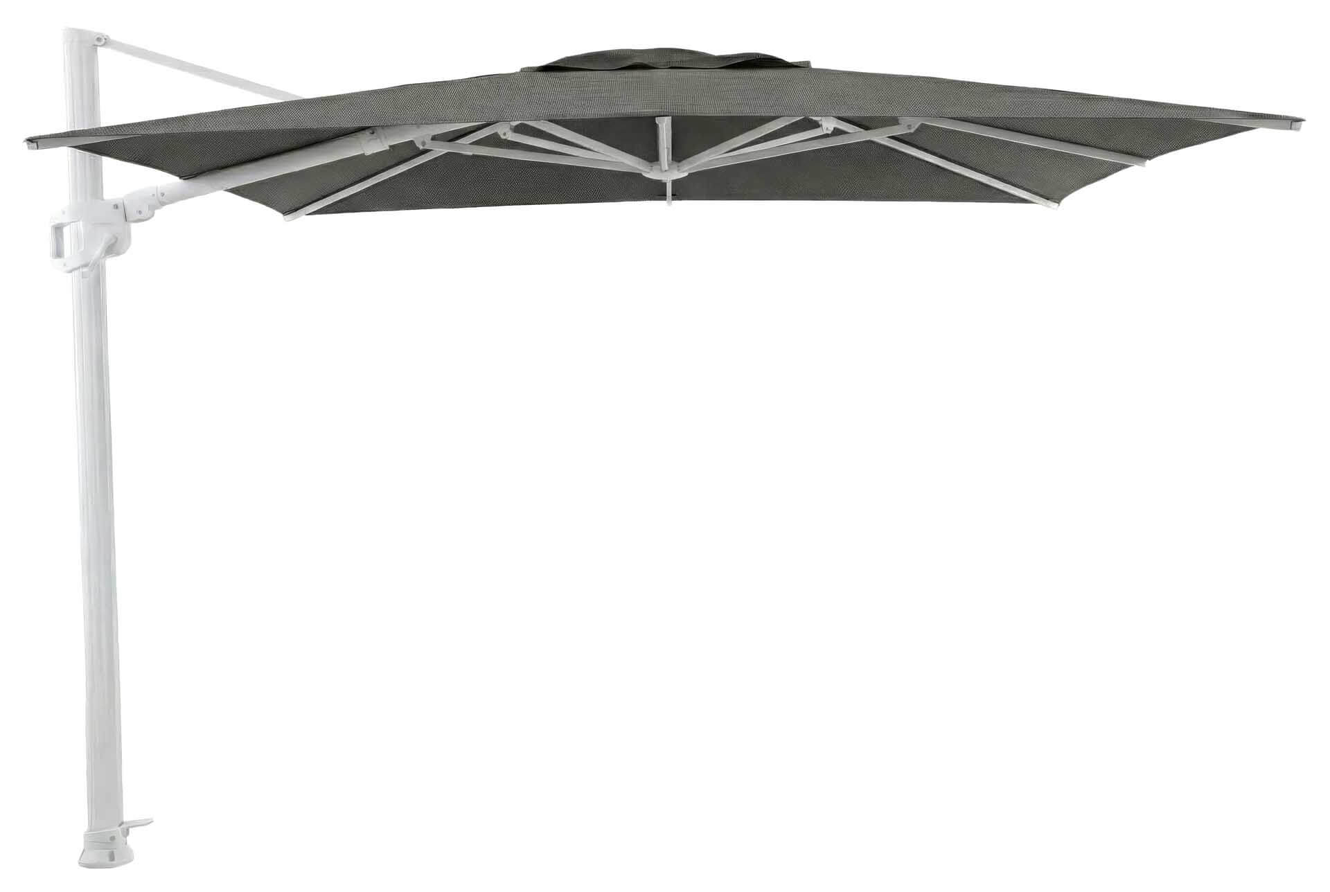 Solara Freiarmschirm 300x300cm, weiß/dunkelgrau piqué